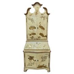 Italian Mid Century Lacqured Hand Painted Tall Sidebord Trumeau