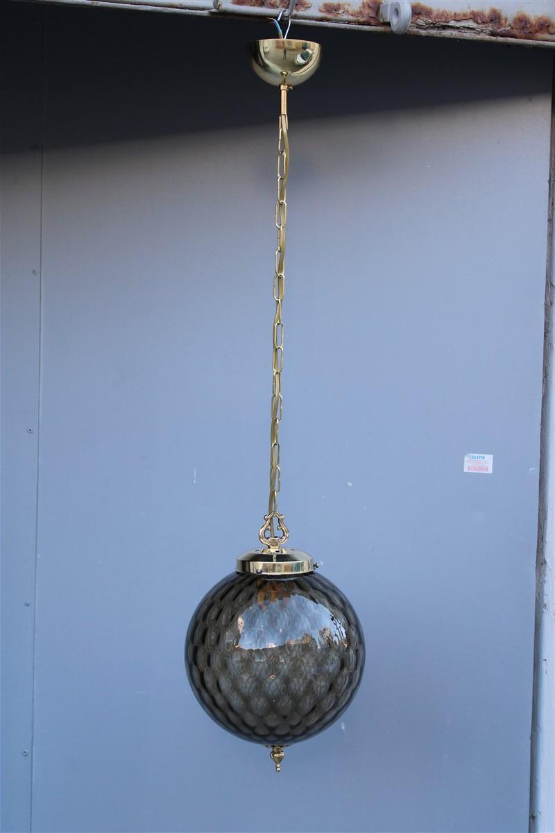 Italian Mid-century lantern Murano glass brass parts Gold 1950s Venini style.