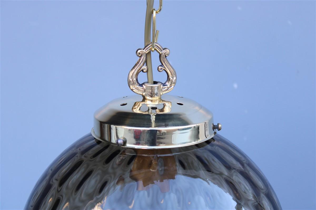 Mid-Century Modern Italian Mid-Century Lantern Murano Glass Brass Parts Gold 1950s Venini Style  For Sale