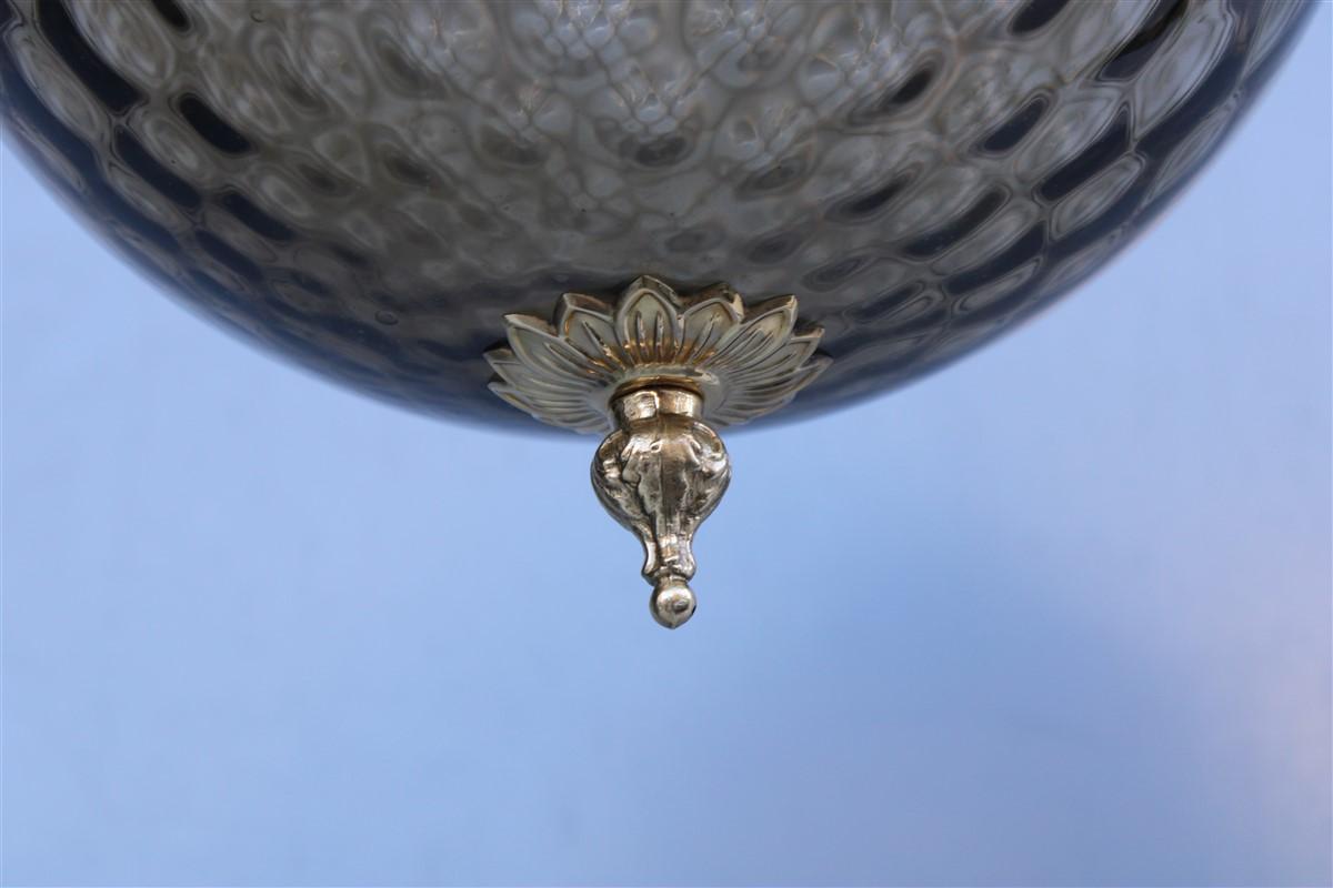 Italian Mid-Century Lantern Murano Glass Brass Parts Gold 1950s Venini Style In Good Condition For Sale In Palermo, Sicily