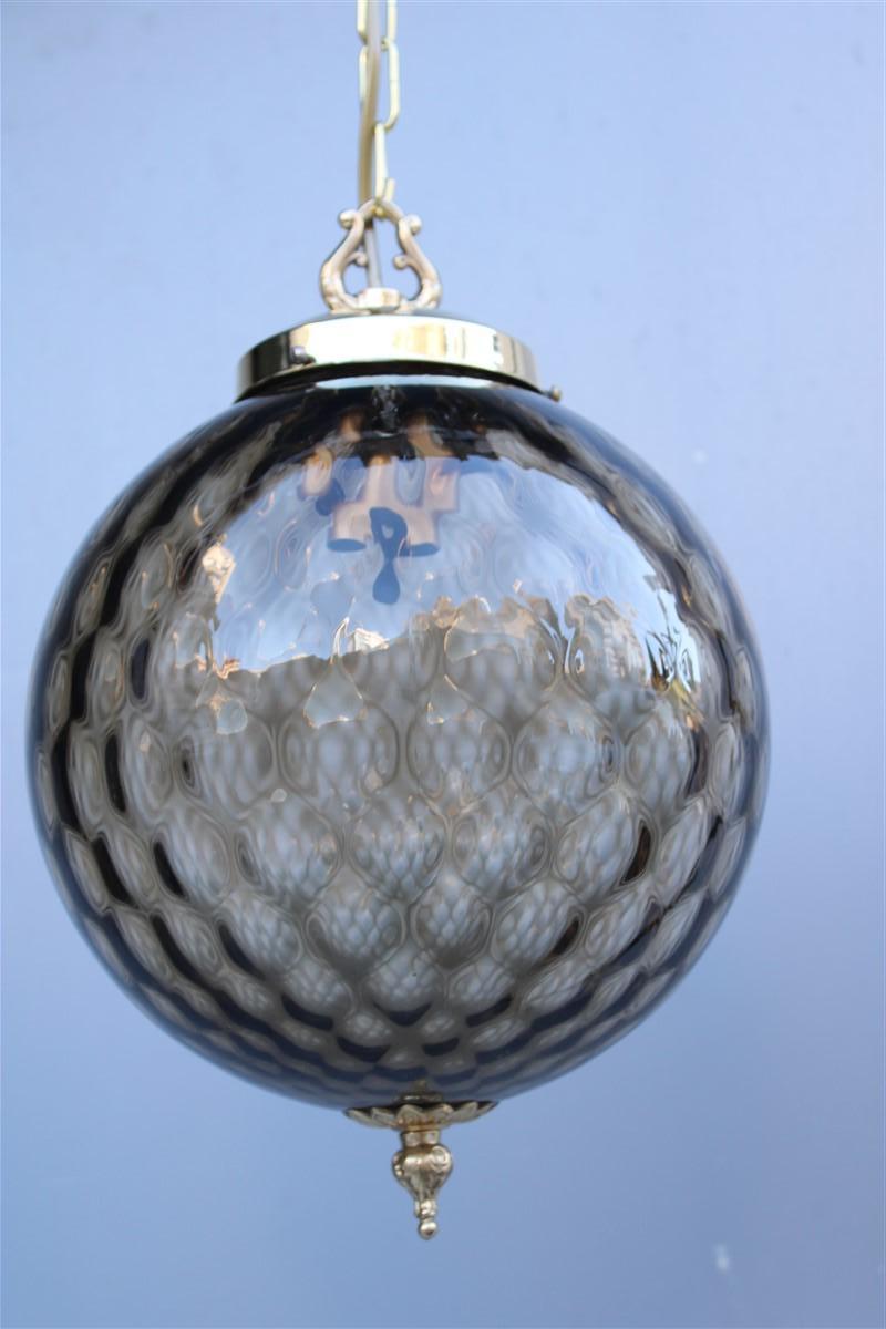 Italian Mid-Century Lantern Murano Glass Brass Parts Gold 1950s Venini Style  For Sale 1