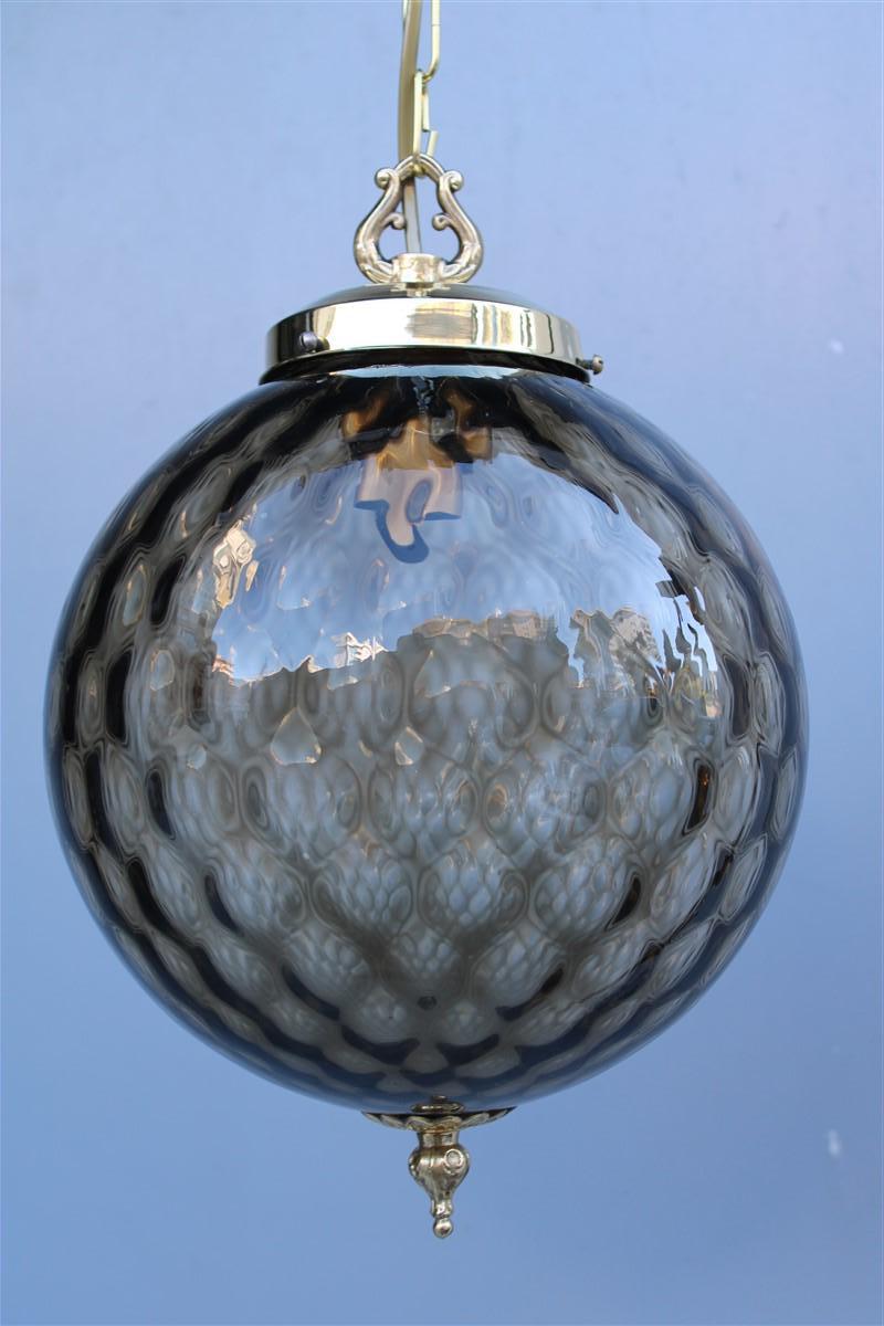 Italian Mid-Century Lantern Murano Glass Brass Parts Gold 1950s Venini Style  For Sale 3