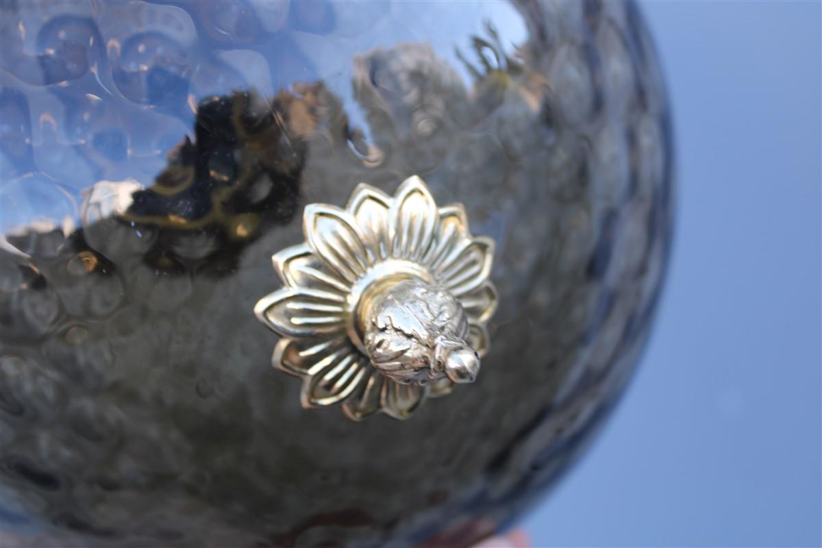 Italian Mid-Century Lantern Murano Glass Brass Parts Gold 1950s Venini Style  For Sale 4