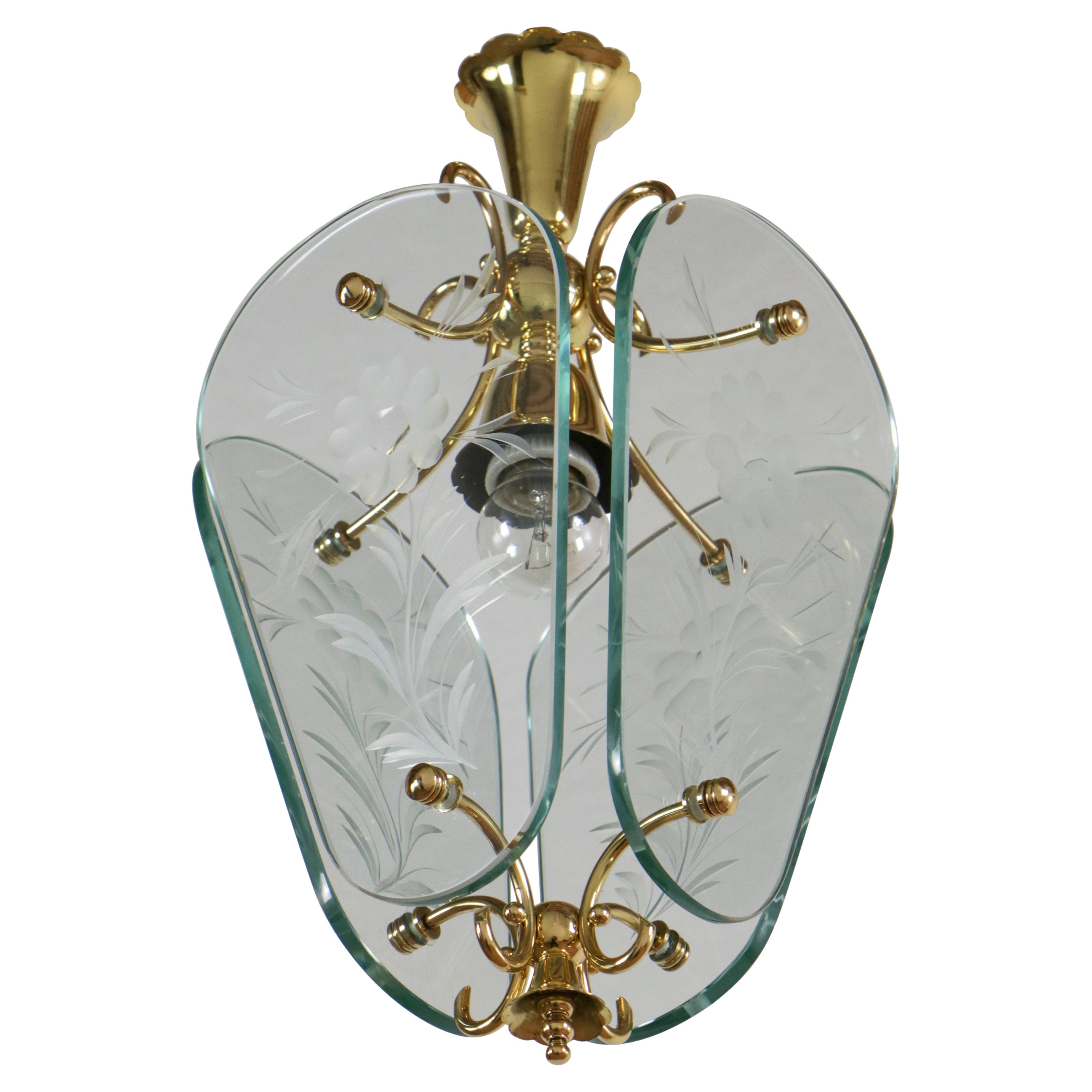 Lampe à suspension italienne du milieu du siècle dernier attribuée à Luigi Brusotti, années 1940