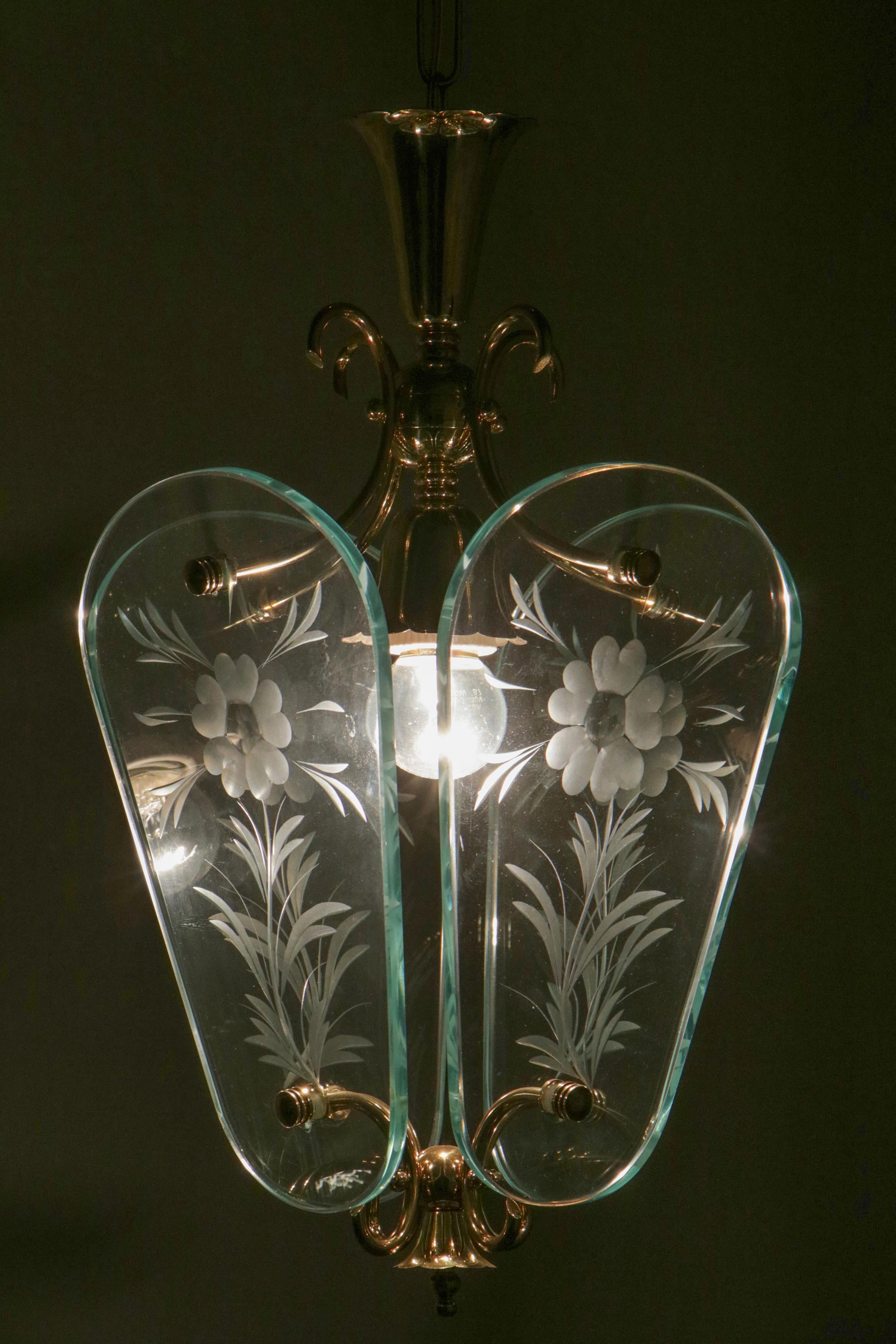Italian Mid Century Lantern or Pendant Lamp by Pietro Chiesa for Fontana Arte For Sale 7