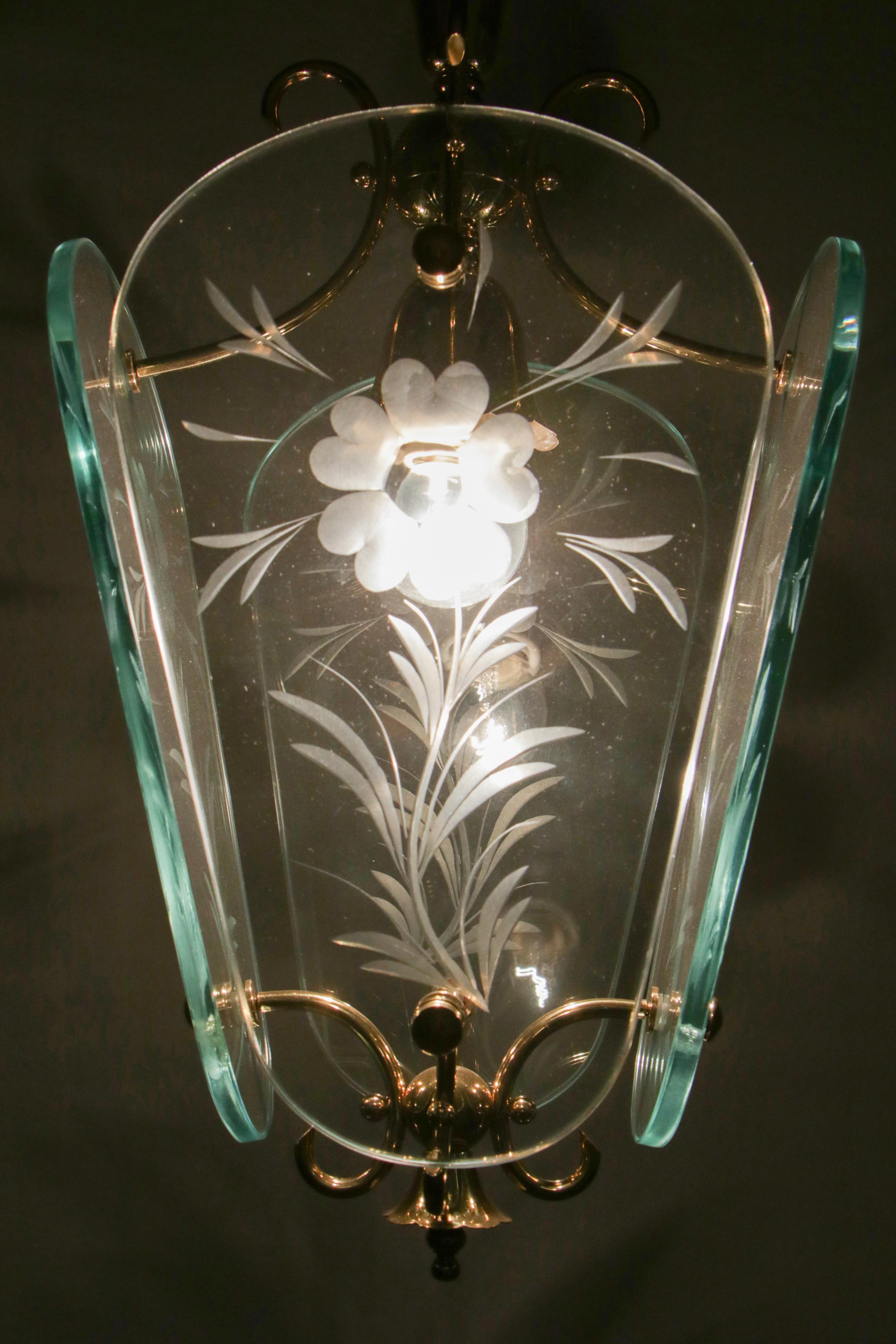Italian Mid Century Lantern or Pendant Lamp by Pietro Chiesa for Fontana Arte For Sale 8