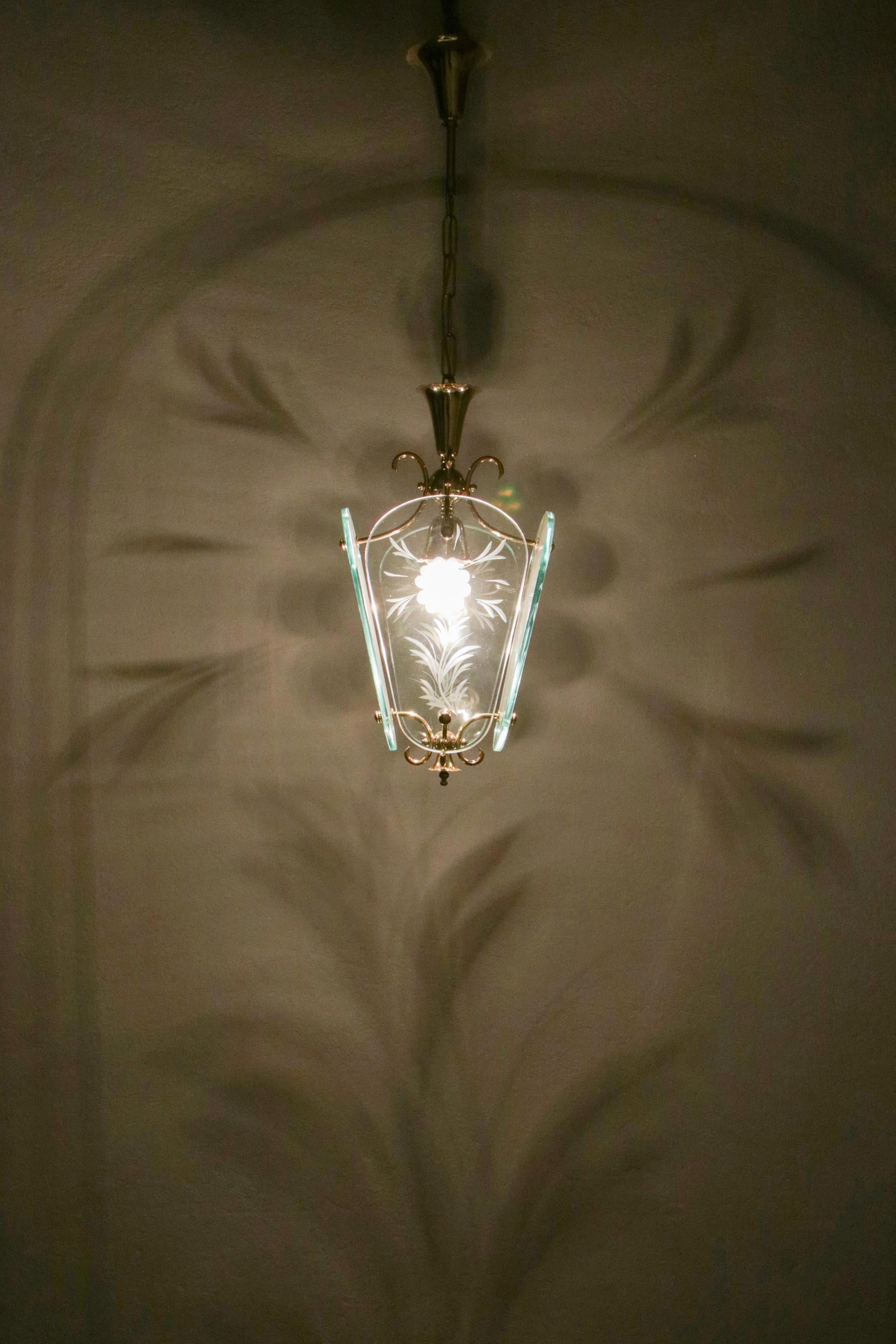Italian Mid Century Lantern or Pendant Lamp by Pietro Chiesa for Fontana Arte For Sale 13