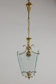 Linterna o lámpara colgante italiana de mediados de siglo atribuida a Luigi Brusotti, década de 1940