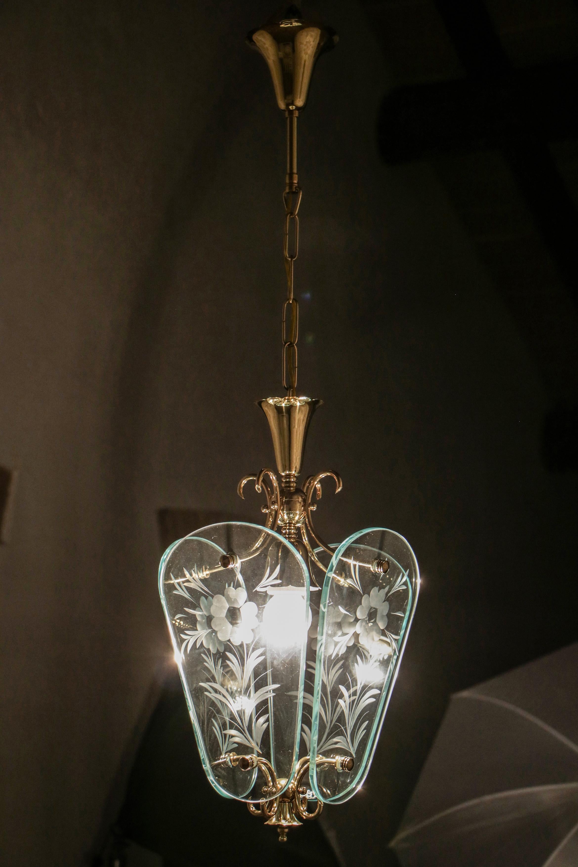 Italian Mid Century Lantern or Pendant Lamp by Pietro Chiesa for Fontana Arte For Sale 14