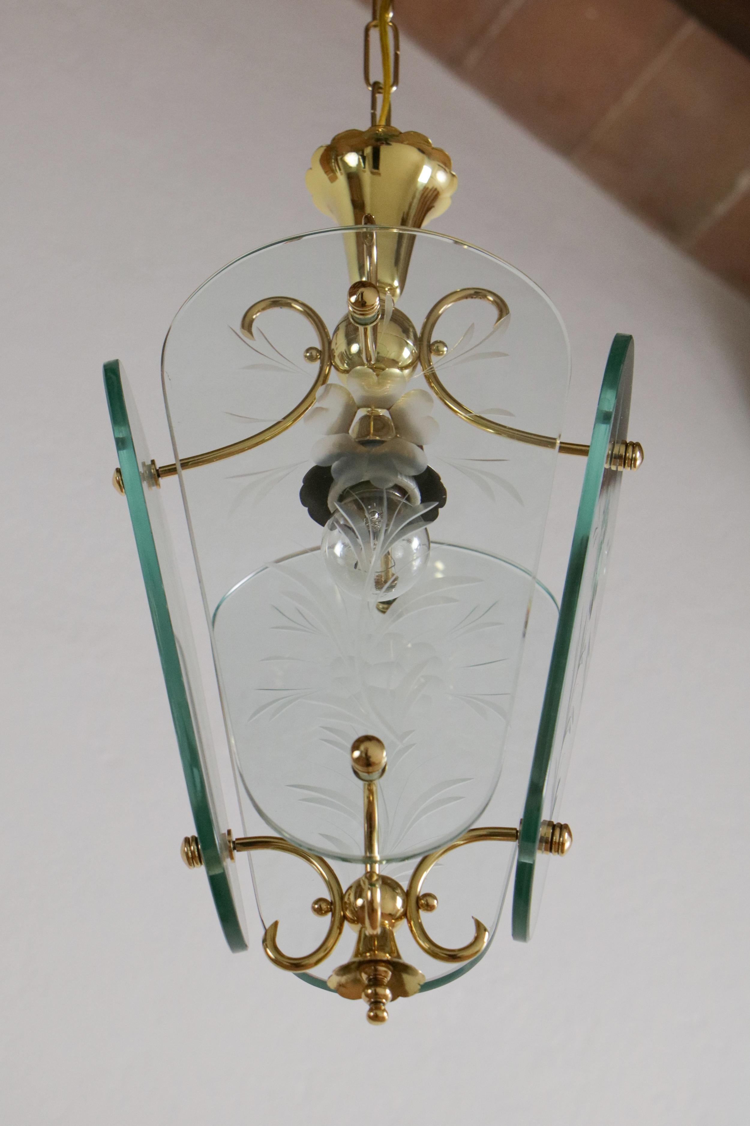 Mid-Century Modern Italian Mid Century Lantern or Pendant Lamp by Pietro Chiesa for Fontana Arte For Sale