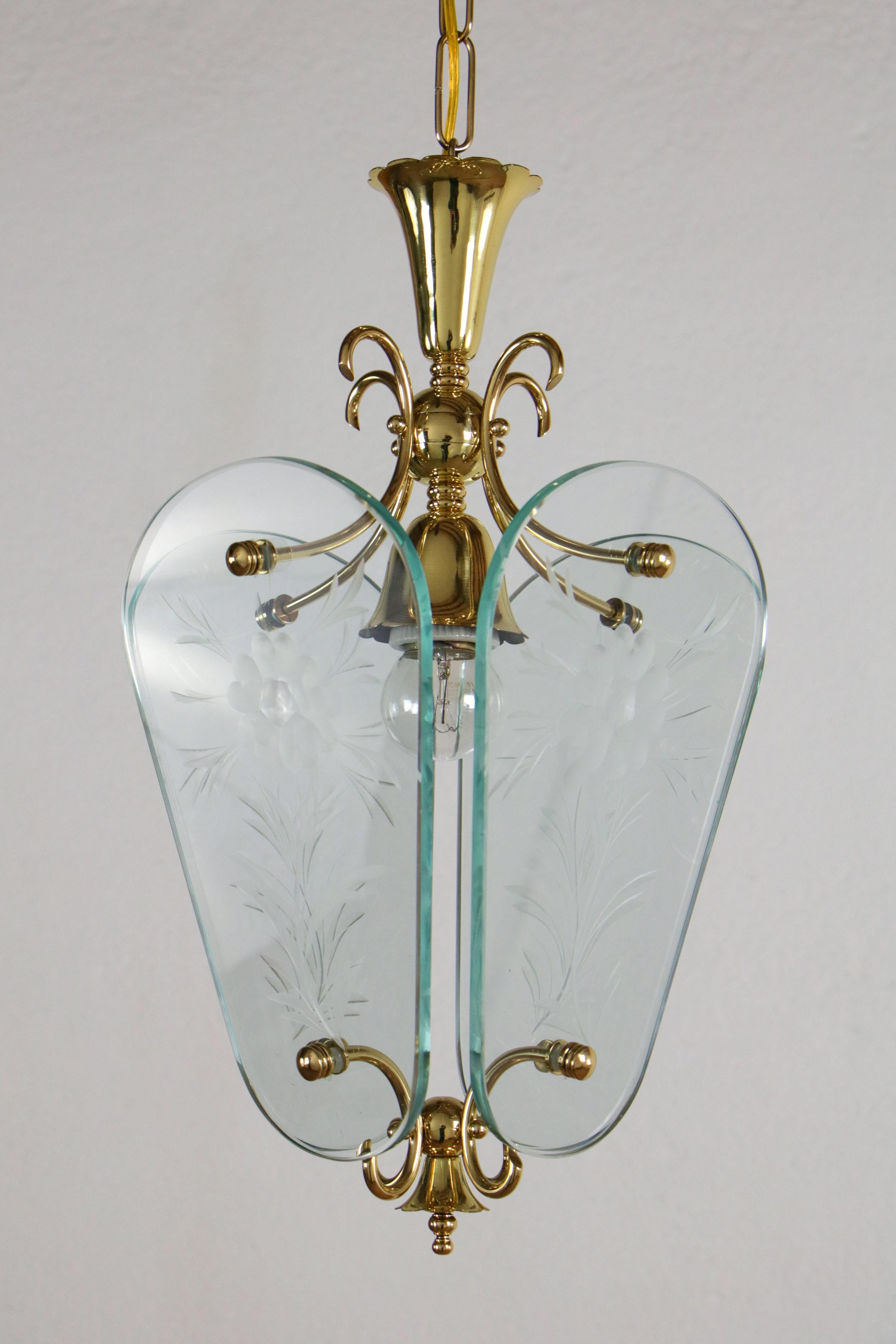 Brass Italian Mid Century Lantern or Pendant Lamp by Pietro Chiesa for Fontana Arte For Sale