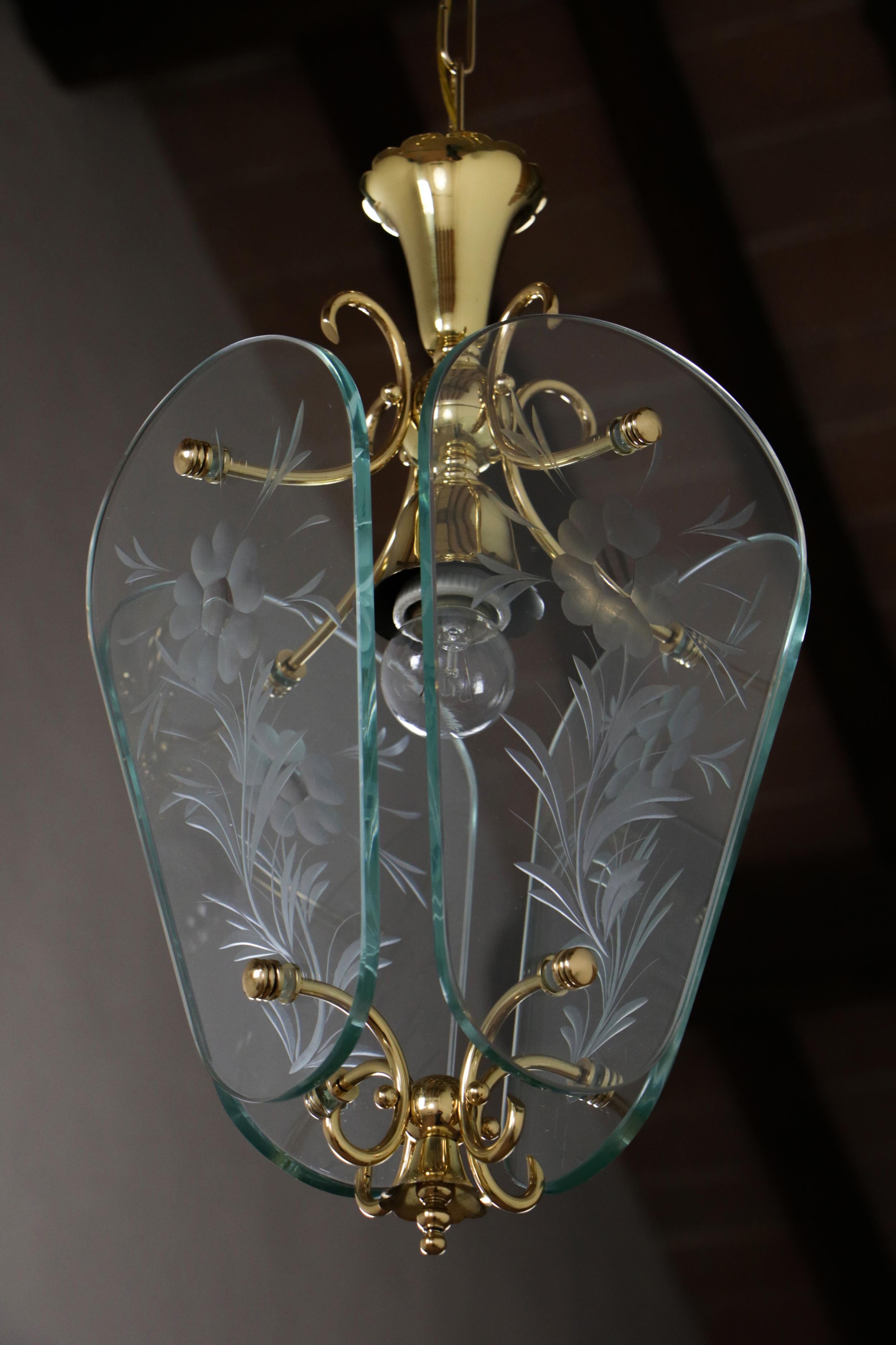 Italian Mid Century Lantern or Pendant Lamp by Pietro Chiesa for Fontana Arte For Sale 3