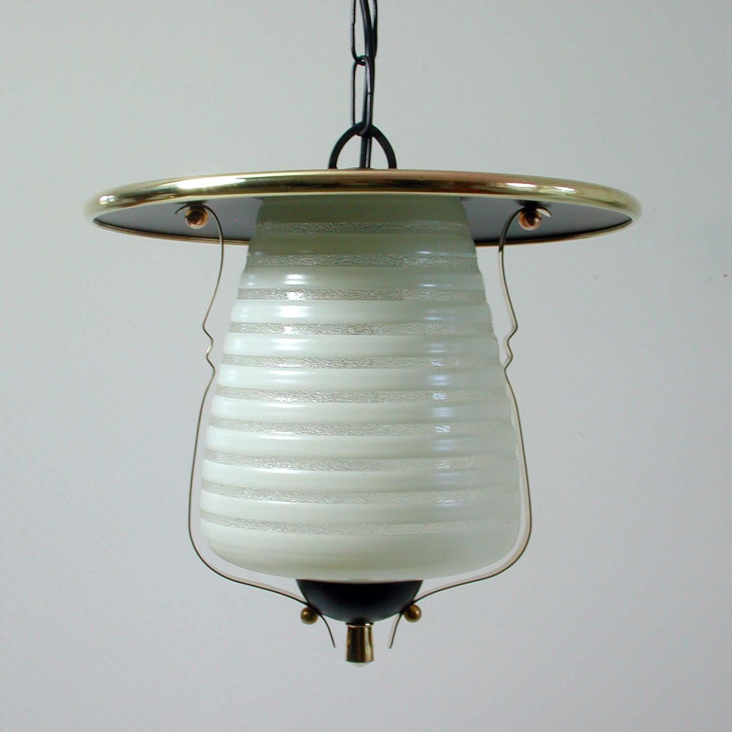 Lacquered Italian Midcentury Lantern Pendant, Ceiling Light, 1950s