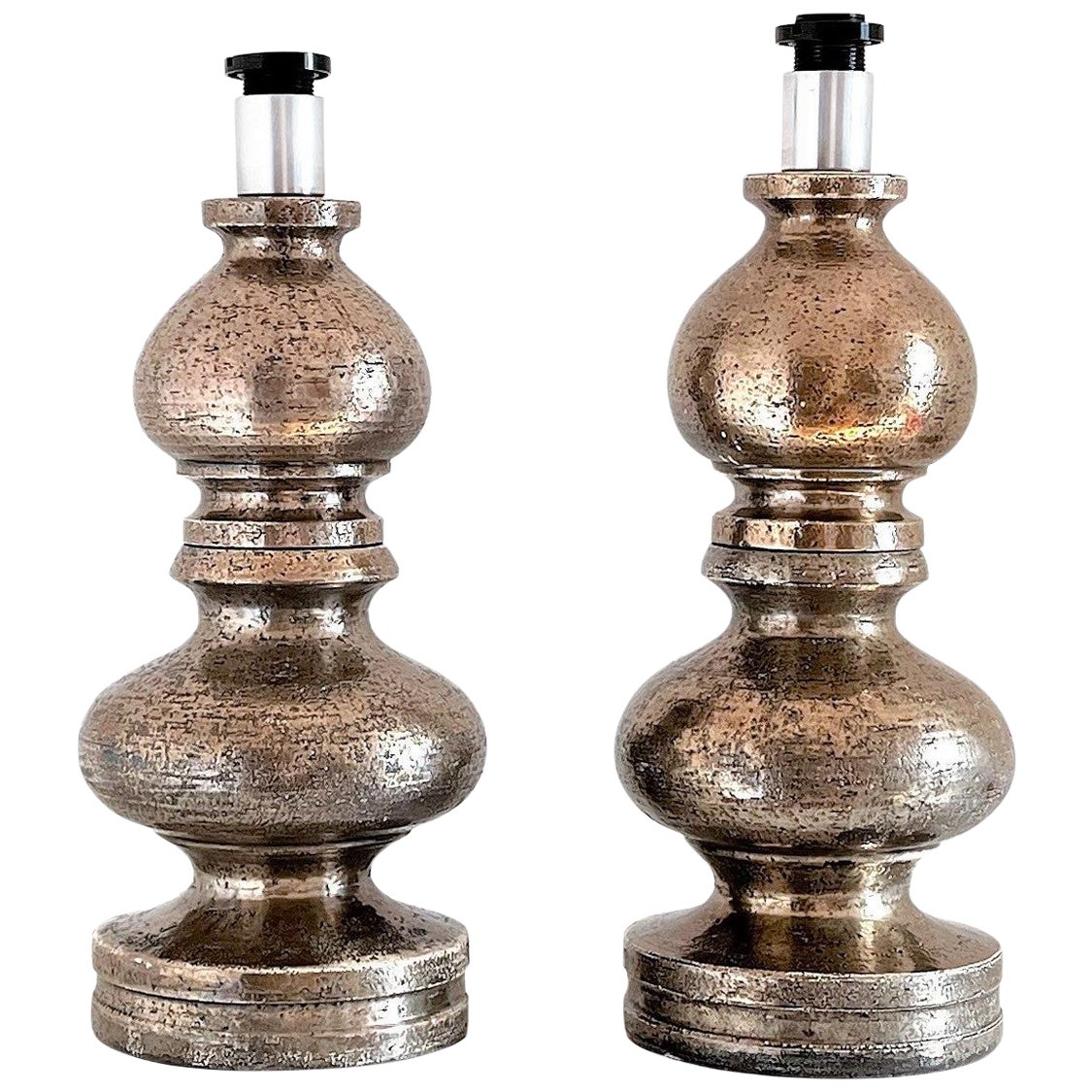 Italian Mid-Century Large Pottery Table Lamps by Aldo Londi for Bitossi, 1960s