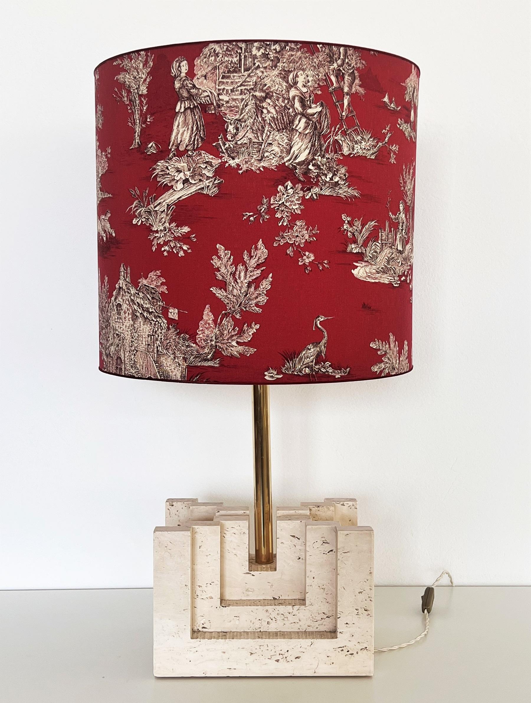 Italian Mid-Century Large Travertine Marble Table Lamp, 1970s For Sale 5