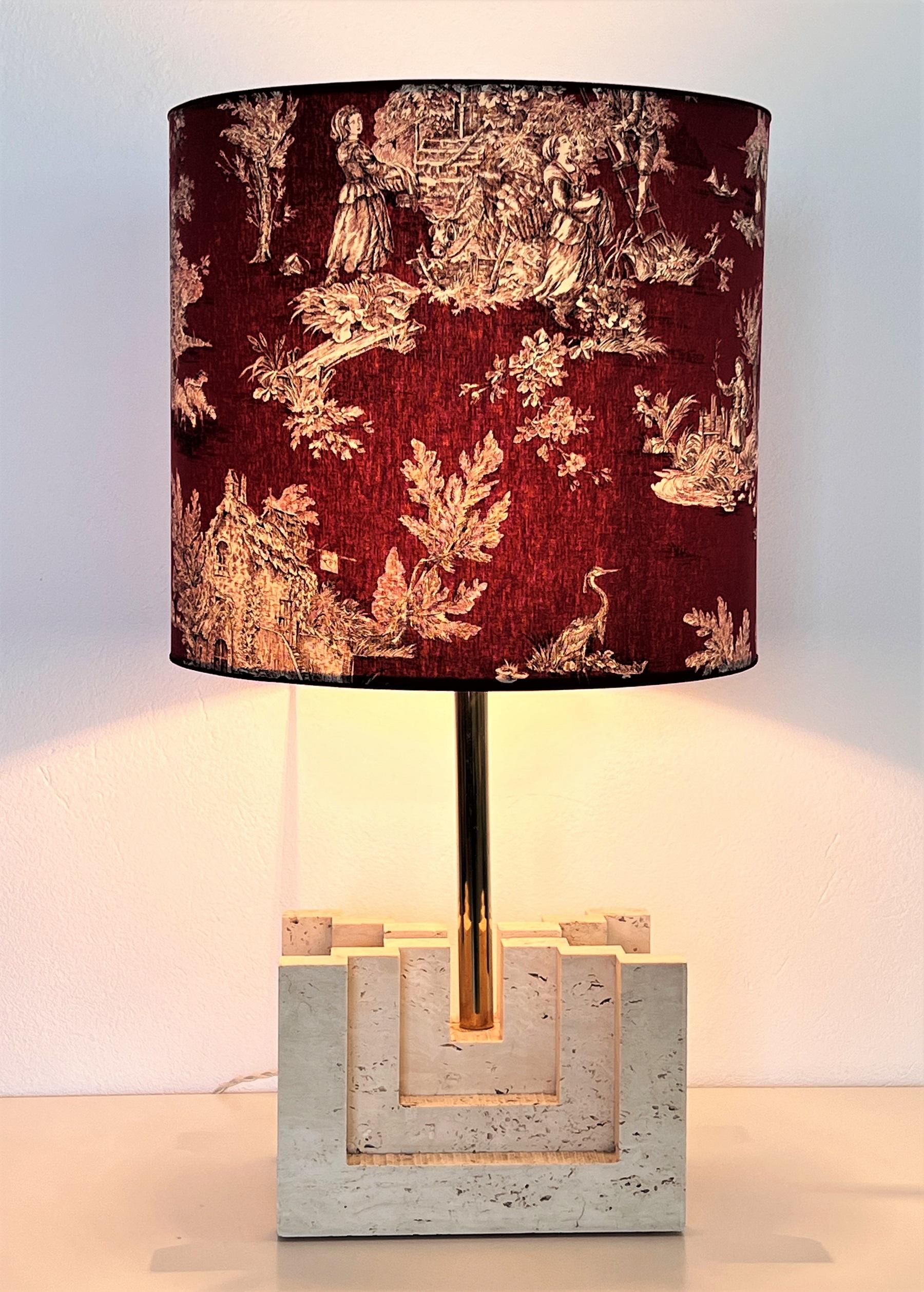 Italian Mid-Century Large Travertine Marble Table Lamp, 1970s For Sale 6