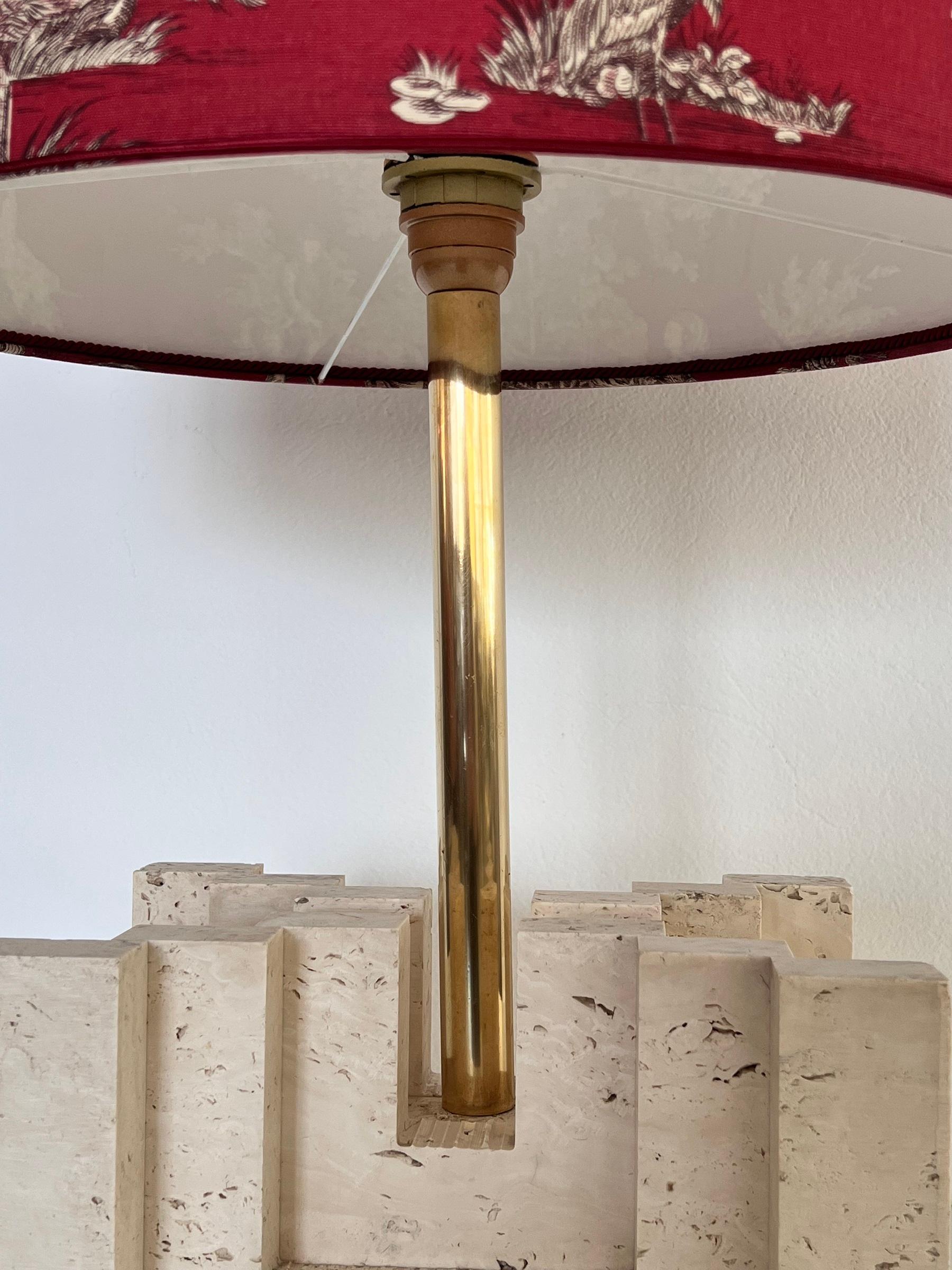 Italian Mid-Century Large Travertine Marble Table Lamp, 1970s For Sale 7