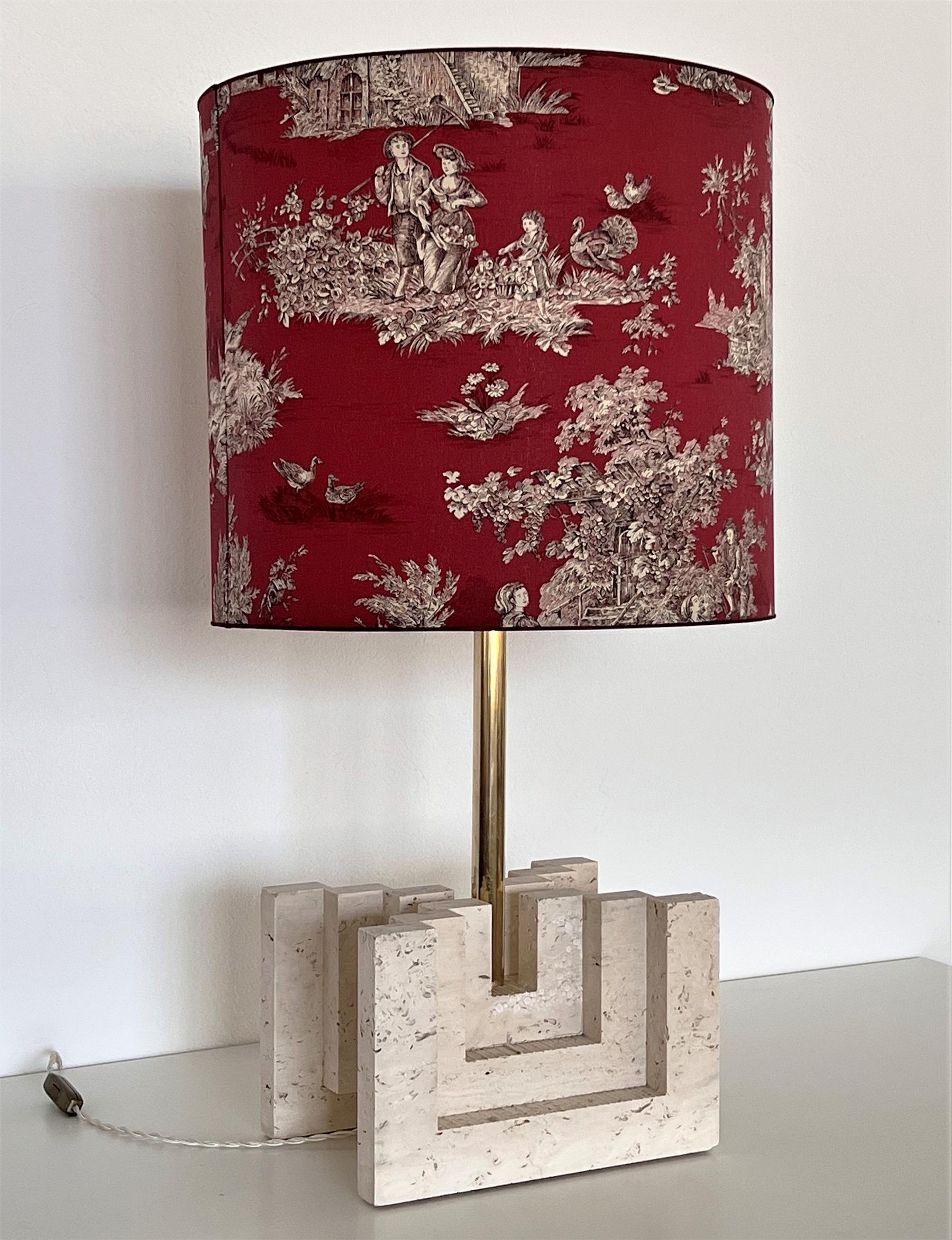 Mid-Century Modern Italian Mid-Century Large Travertine Marble Table Lamp, 1970s For Sale