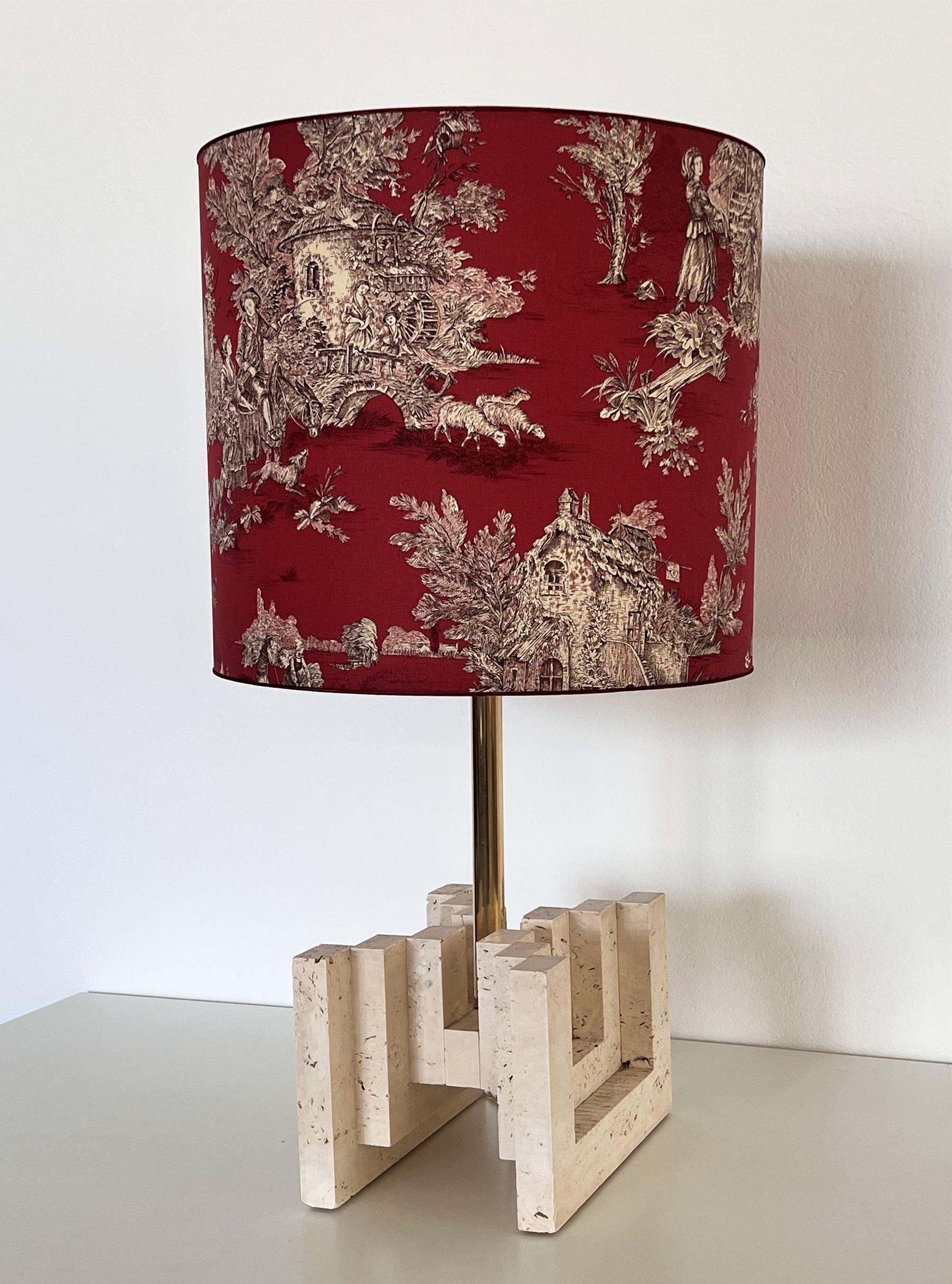 Italian Mid-Century Large Travertine Marble Table Lamp, 1970s For Sale 4