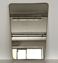 Großer italienischer Mid-Century-Wandspiegel im Vintage-Stil mit Messingrahmen, 1970