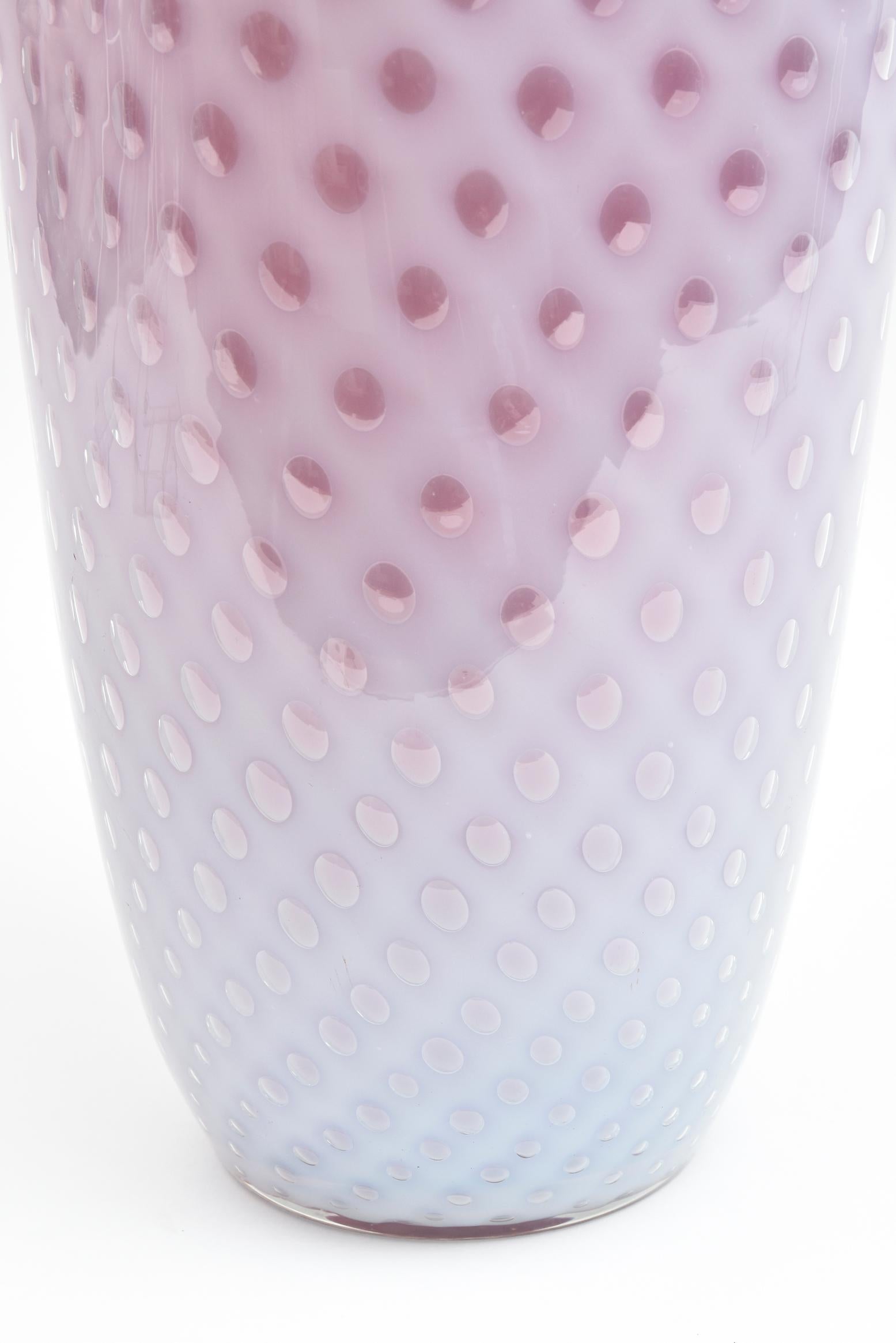 Italian Midcentury Lavender and Cased White Art Glass Vase, Very Heavy and Tall In Good Condition In West Palm Beach, FL