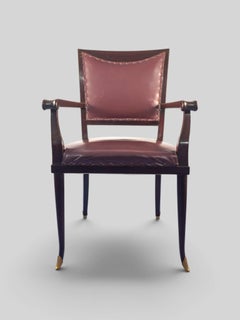 Fauteuil de bureau italien en cuir du milieu du siècle, conçu par Vittorio Dassi, années 1950