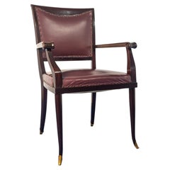 Fauteuil de bureau italien en cuir du milieu du siècle, conçu par Vittorio Dassi, années 1950
