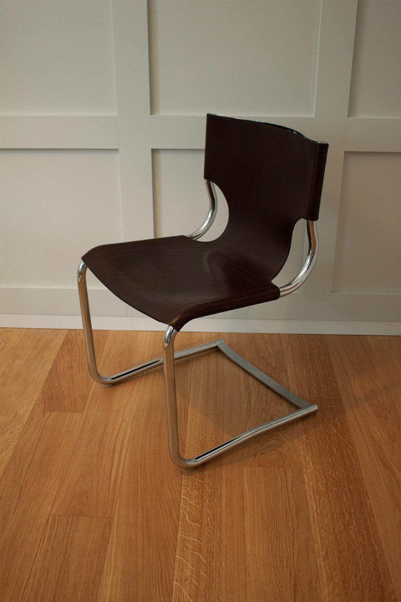 Italian Mid Century Leather Dining/Office Chairs by Carlo Bartoli (one fo two) For Sale 1