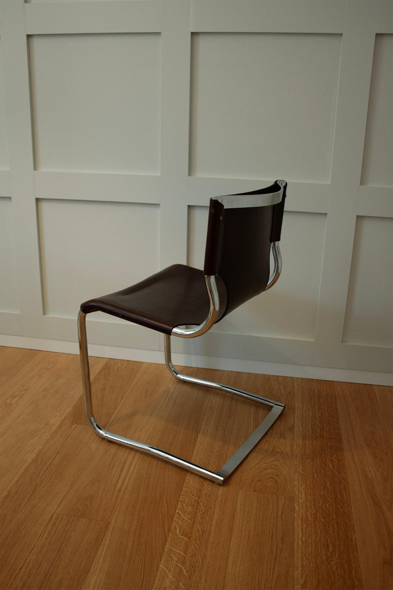 Italian Mid Century Leather Dining/Office Chairs by Carlo Bartoli (one fo two) For Sale 2