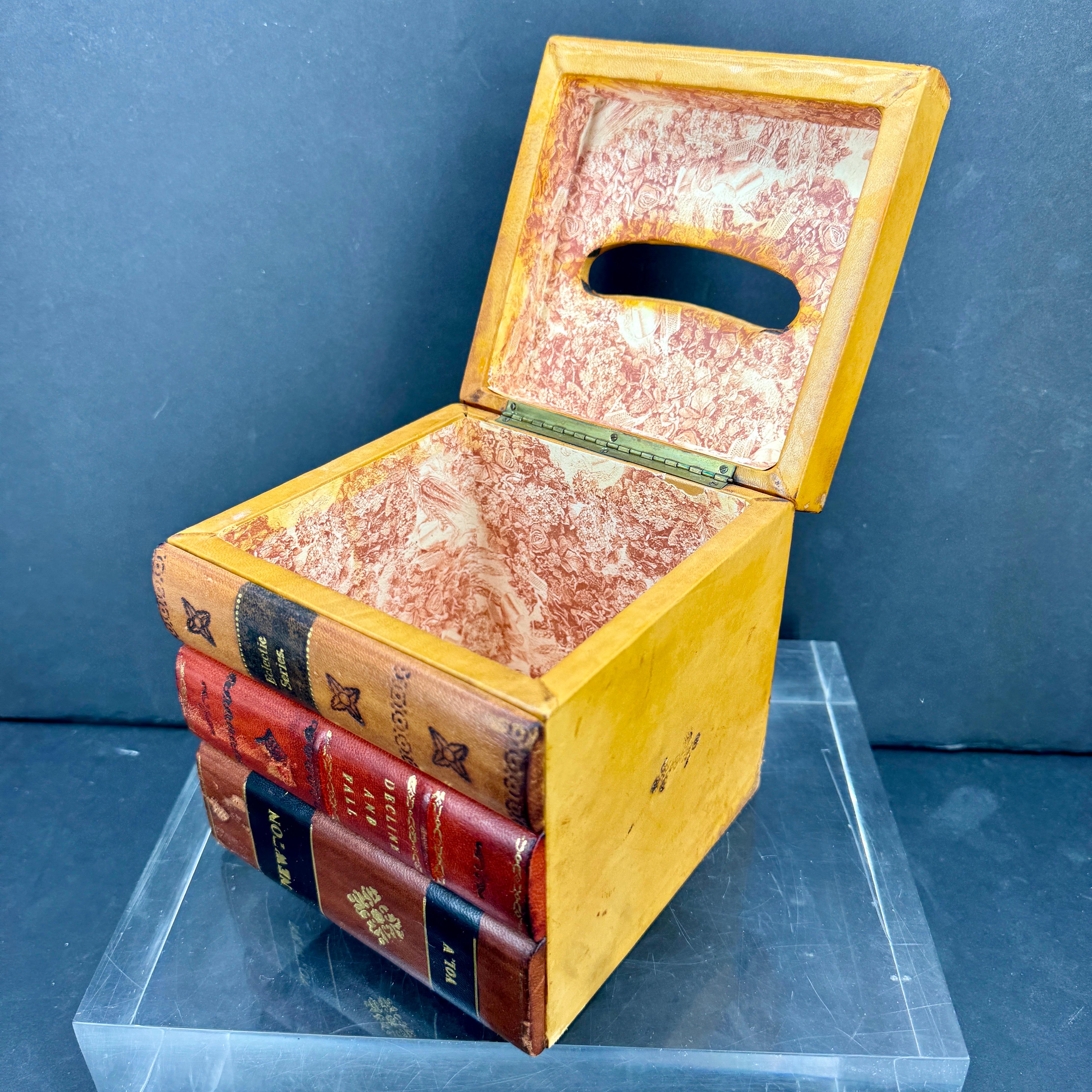 Italian Mid-Century Leather Faux Book Tissue Box 3