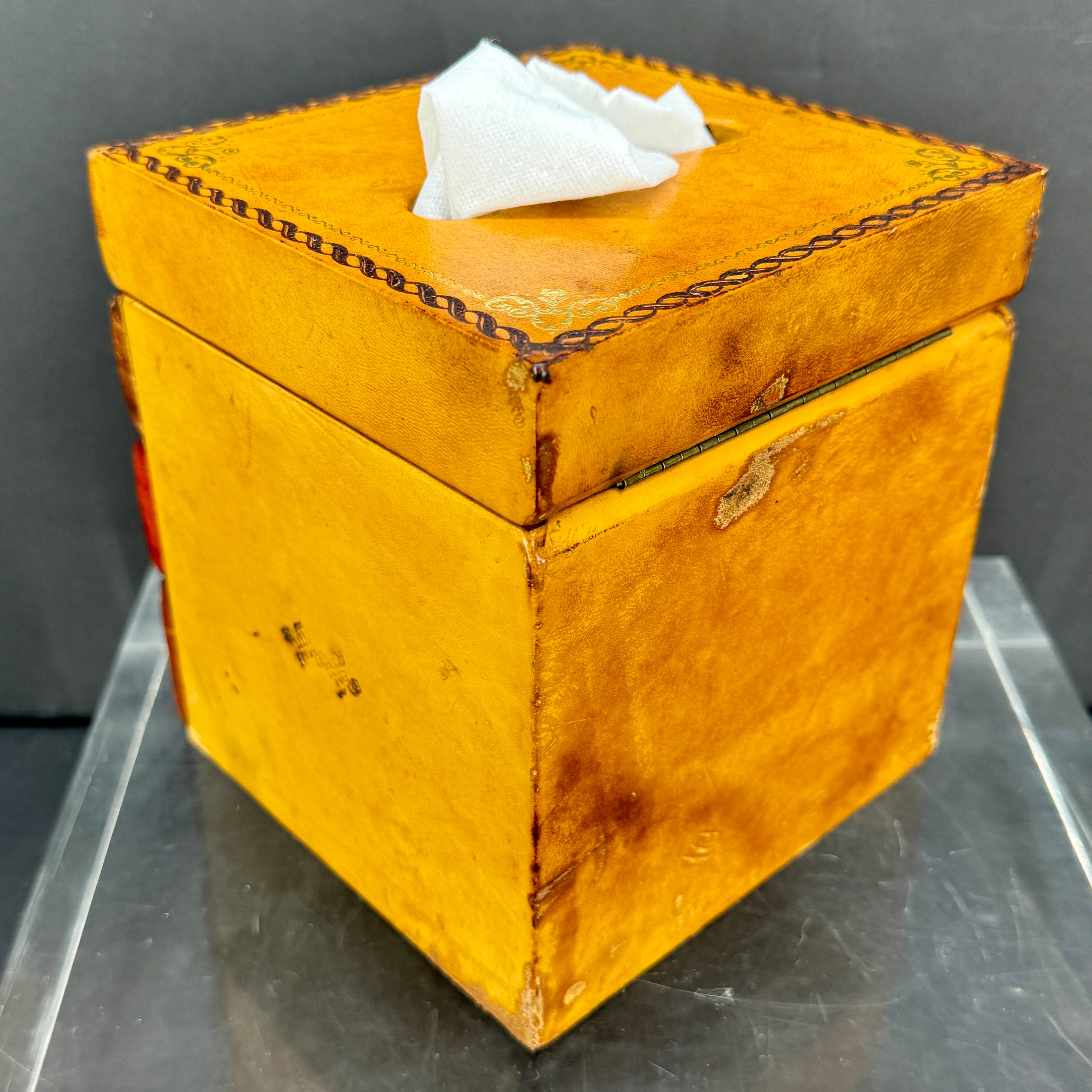 Italian Mid-Century Leather Faux Book Tissue Box In Good Condition In Haddonfield, NJ
