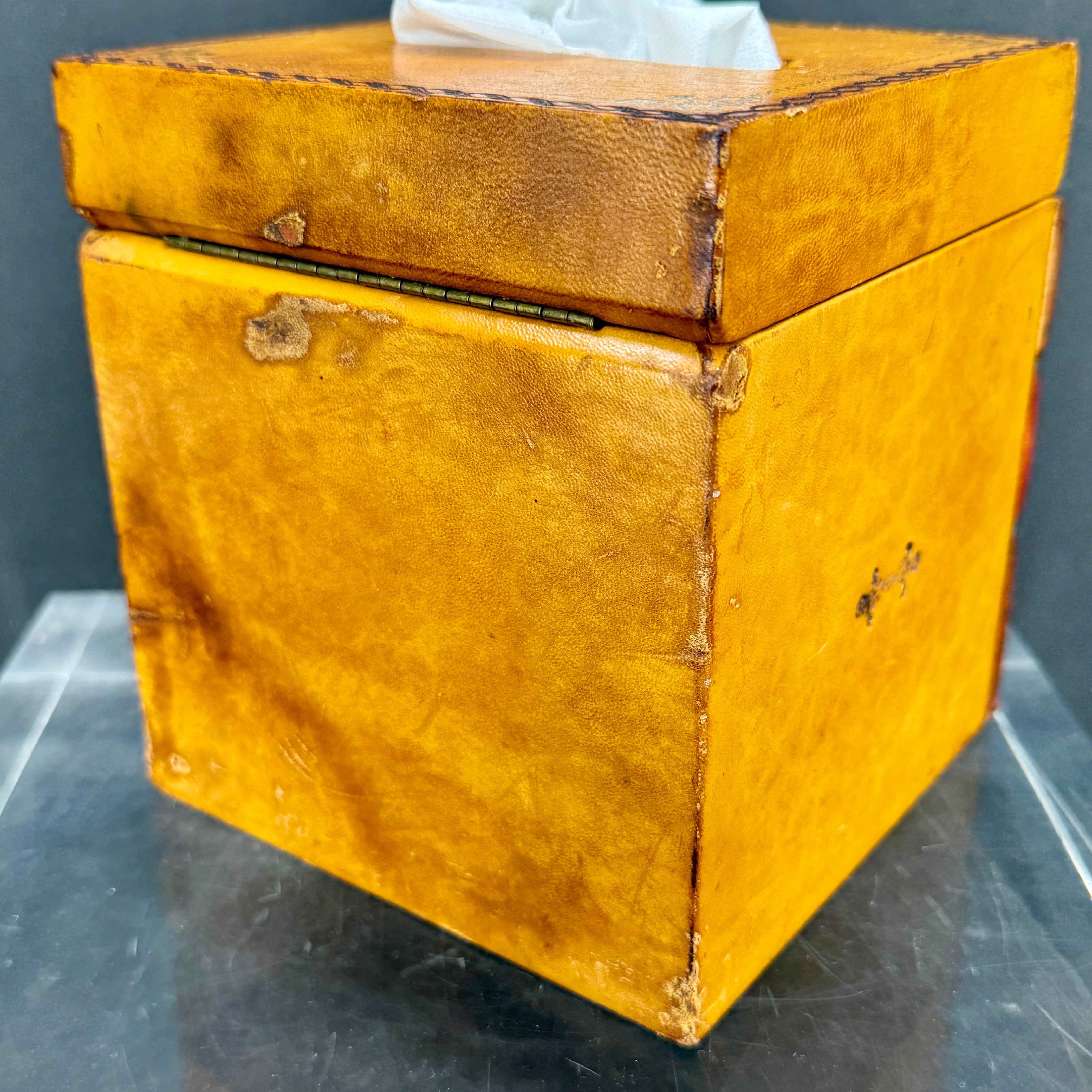 20th Century Italian Mid-Century Leather Faux Book Tissue Box