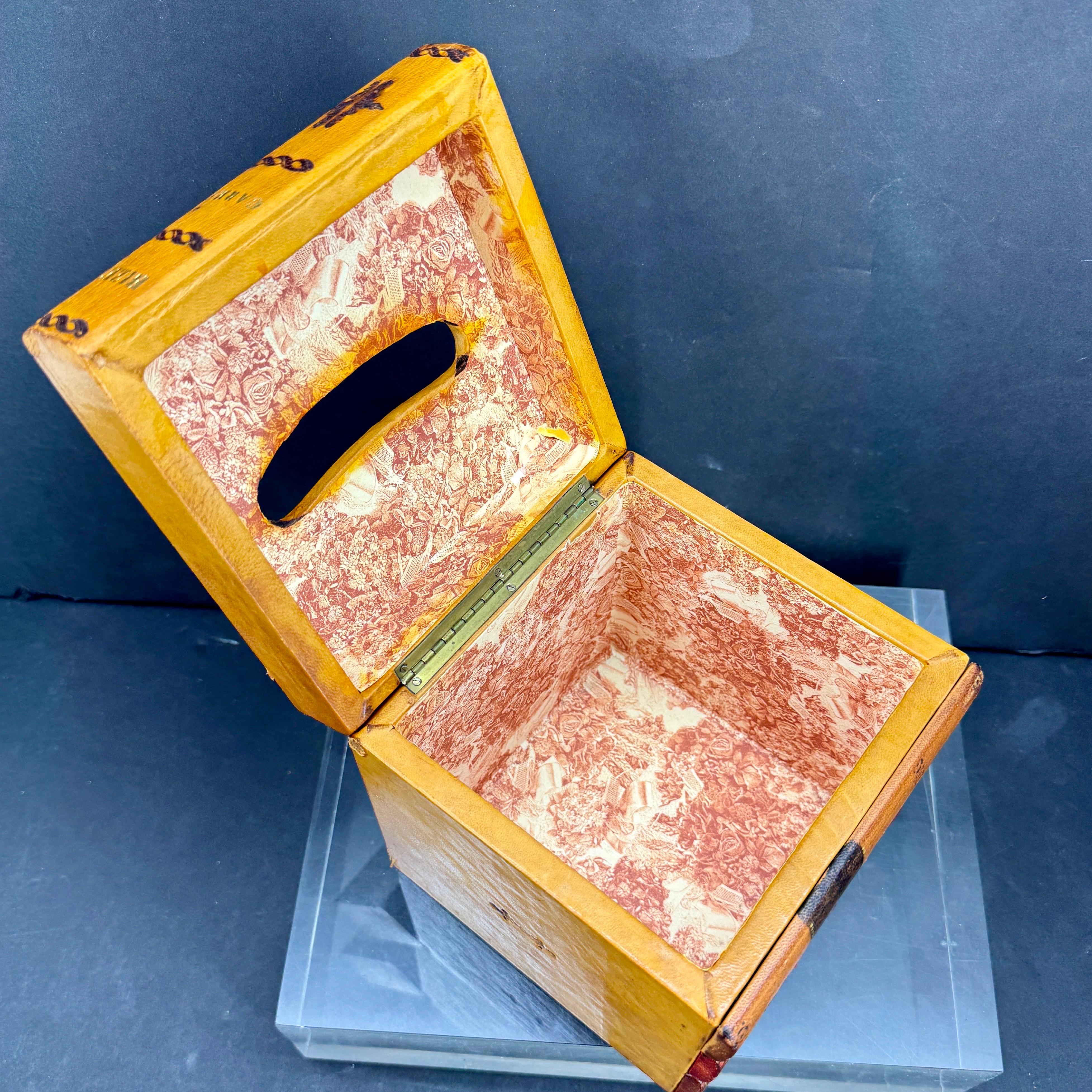 Italian Mid-Century Leather Faux Book Tissue Box 2