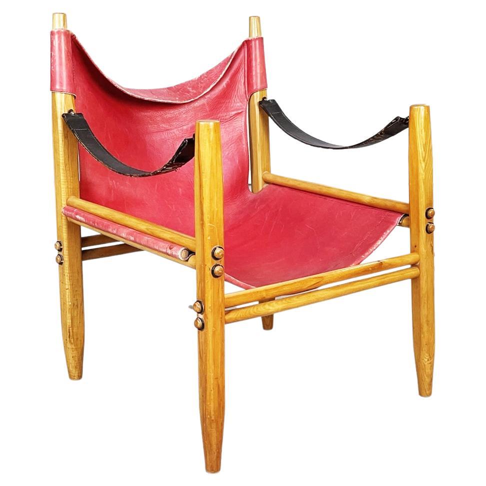 Italian Mid-Century Leather N Wood Armchair Oasi 85 by Legler for Zanotta, 1960s For Sale