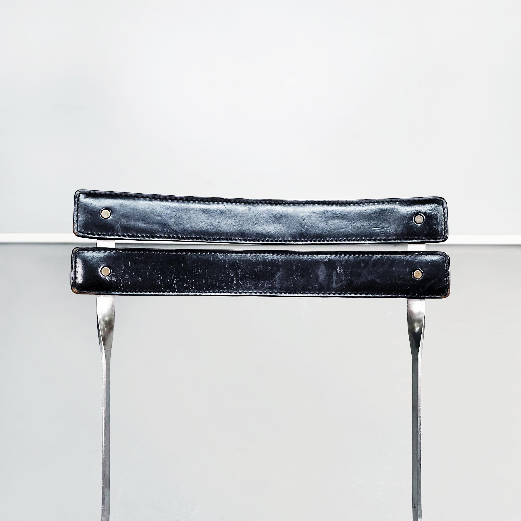 Italian Mid-Century Leather Steel Celestina Chairs by Zanuso for Zanotta, 1978 3