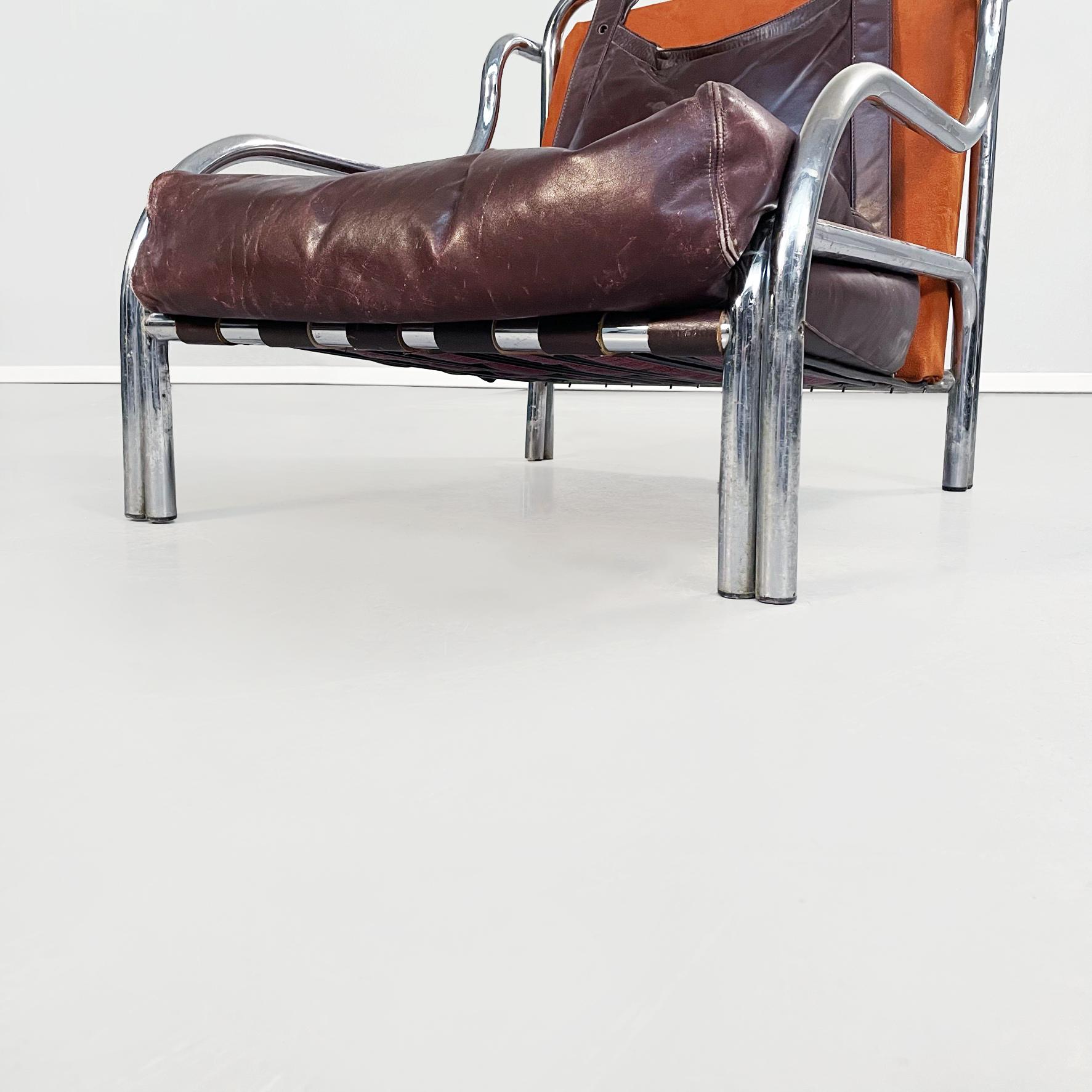 Italian Mid-Century Leather Stringa Armchair by Gae Aulenti for Poltronova, 1965 6