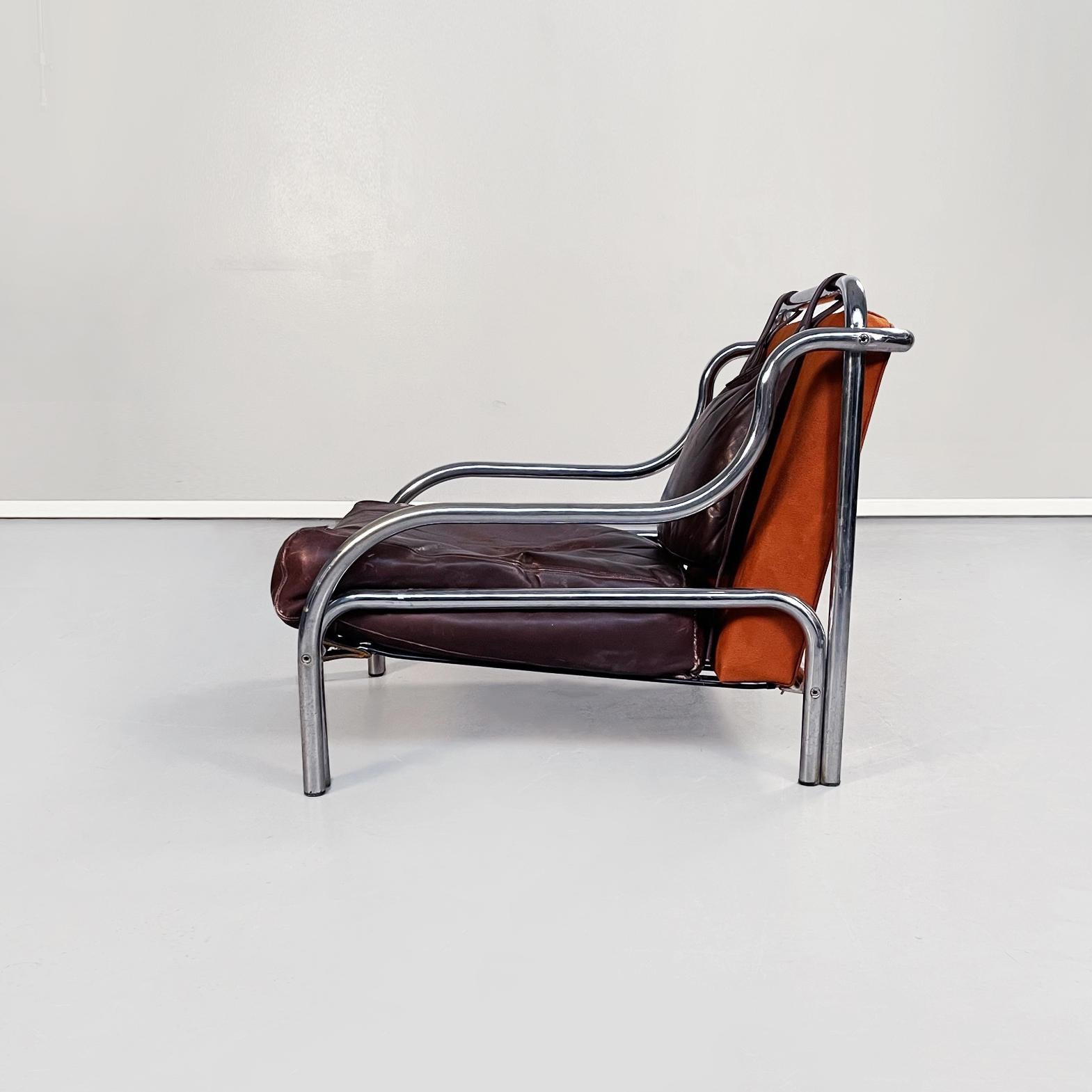 Mid-Century Modern Italian Mid-Century Leather Stringa Armchair by Gae Aulenti for Poltronova, 1965