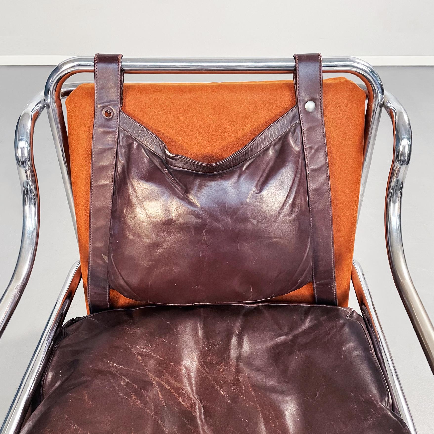 Mid-20th Century Italian Mid-Century Leather Stringa Armchair by Gae Aulenti for Poltronova, 1965