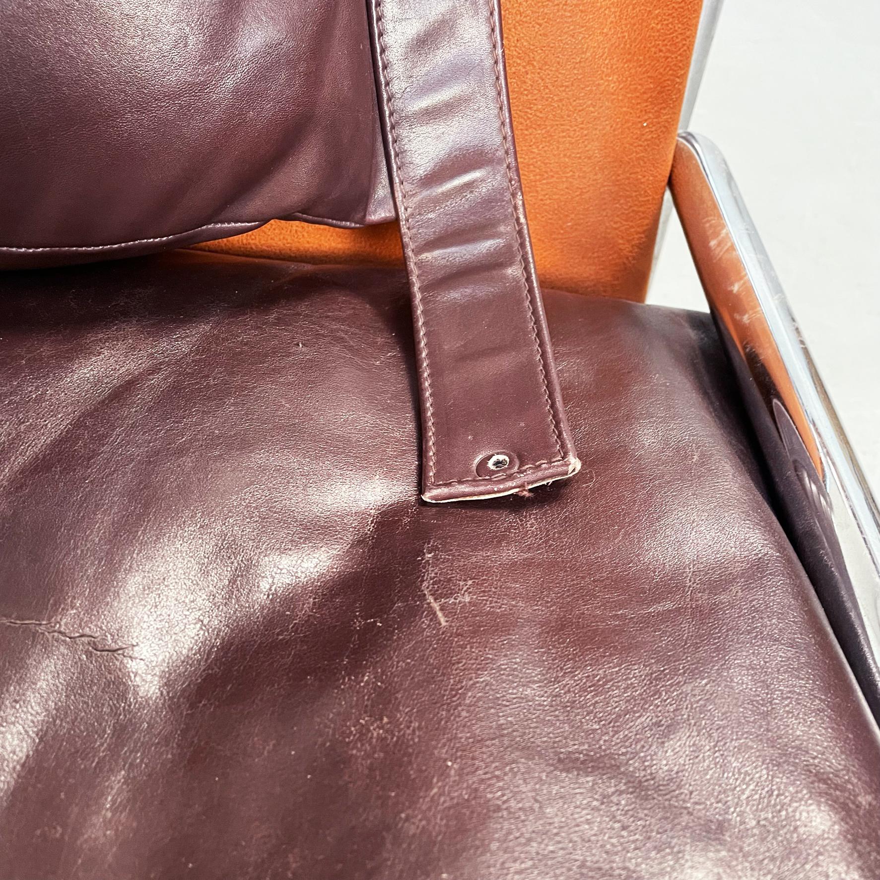 Italian Mid-Century Leather Stringa Sofa Armchair Gae Aulenti Poltronova, 1965 4