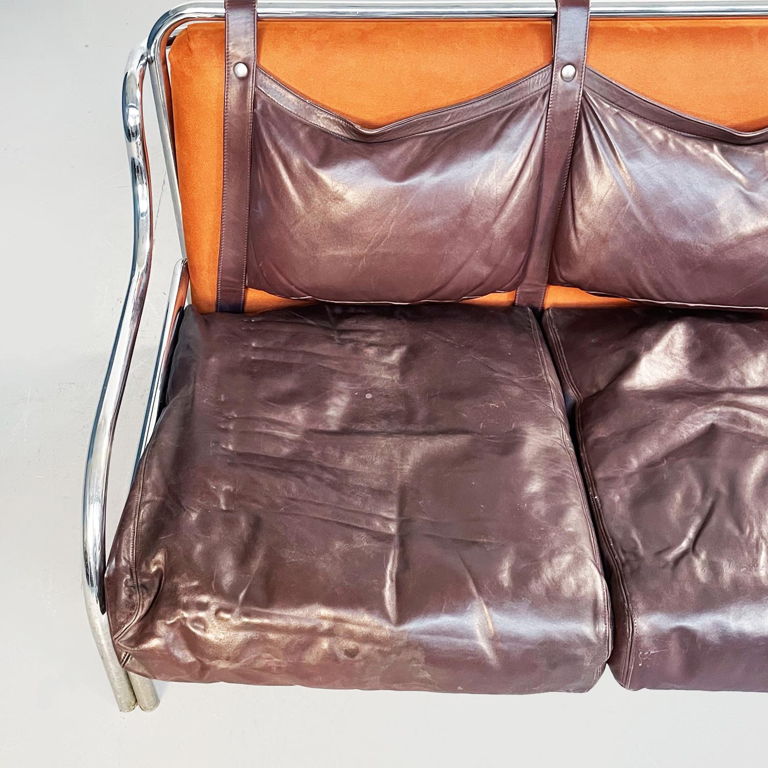 Italian Mid-Century Leather Stringa Sofa Armchair Gae Aulenti Poltronova, 1965 In Good Condition In MIlano, IT