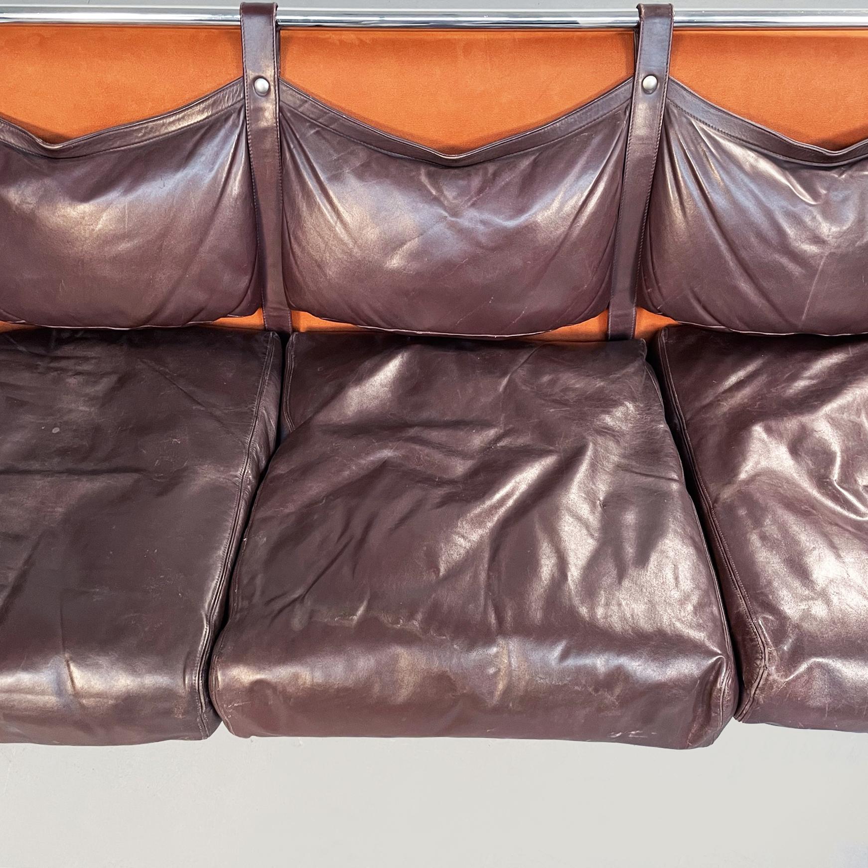 Mid-20th Century Italian Mid-Century Leather Stringa Sofa Armchair Gae Aulenti Poltronova, 1965