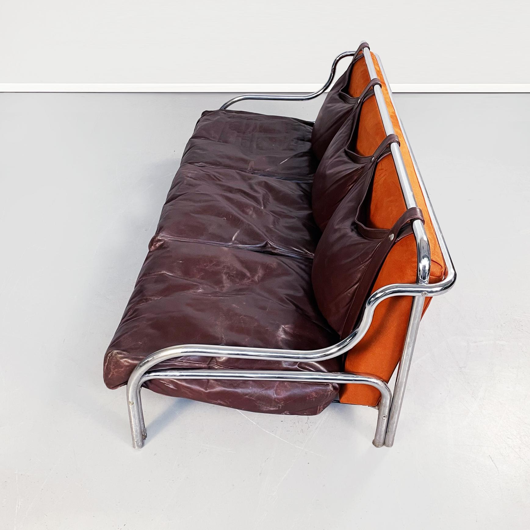 Mid-Century Modern Italian Mid-Century Leather Stringa Sofa by Gae Aulenti for Poltronova, 1965