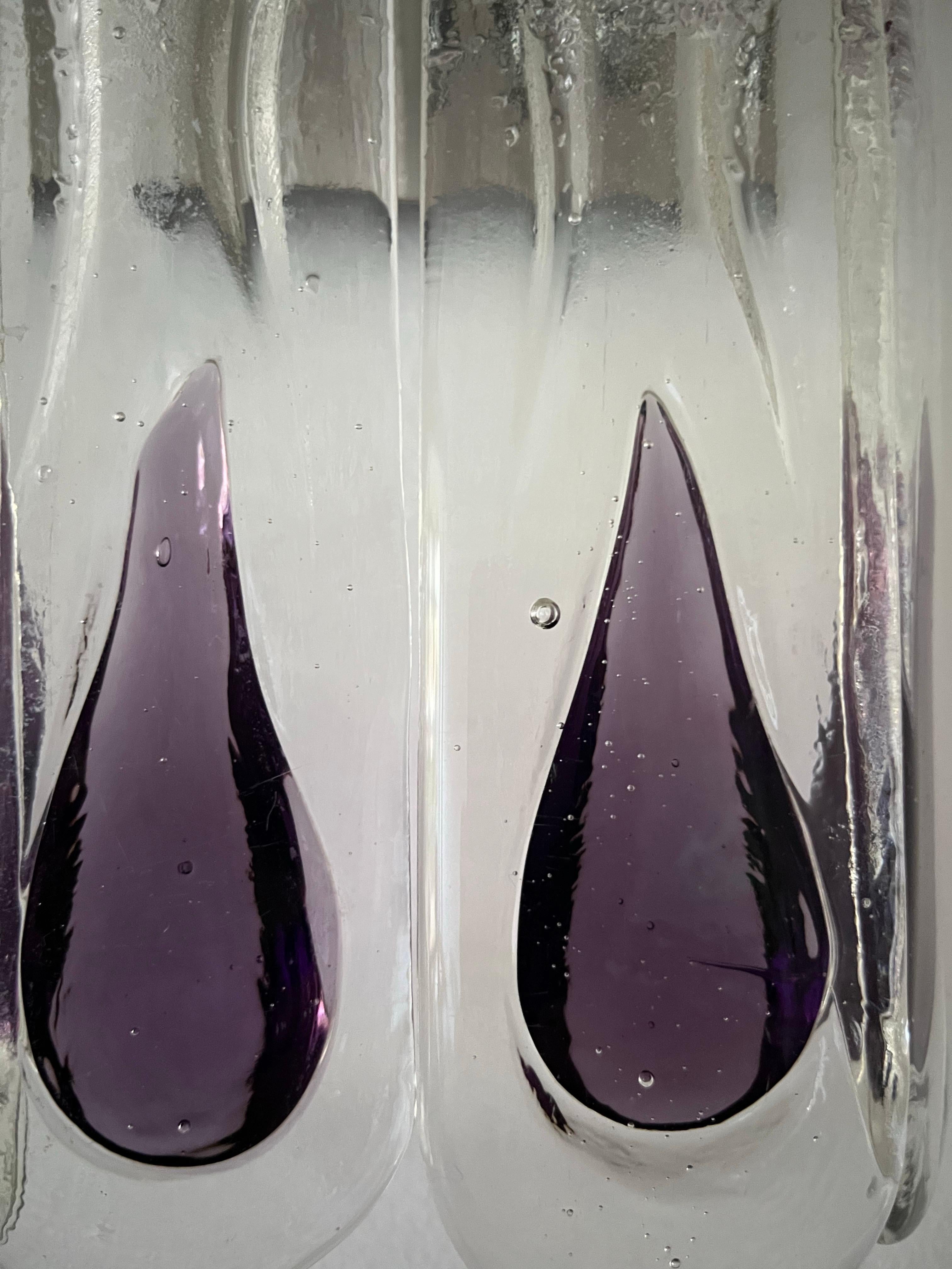Italian Mid-Century Lilac Murano Glass Wall Sconce by Mazzega, 1970s For Sale 6