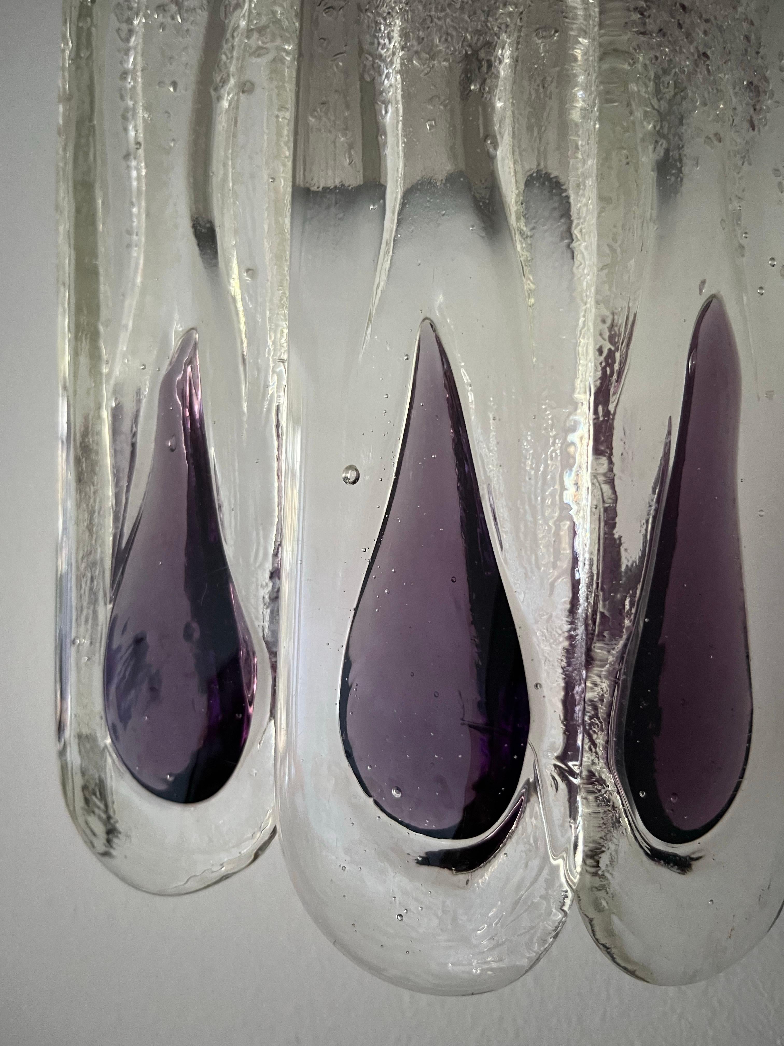 Italian Mid-Century Lilac Murano Glass Wall Sconce by Mazzega, 1970s For Sale 2