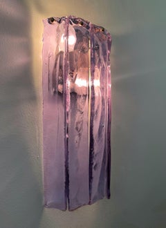 Italienische Mitte des Jahrhunderts Flieder Murano Set Drei Wandleuchten von Mazzega, 1970er Jahre