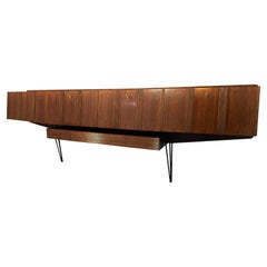 Italian Mid-Century Long , Suspended Sideboard in Walnut, 1950s