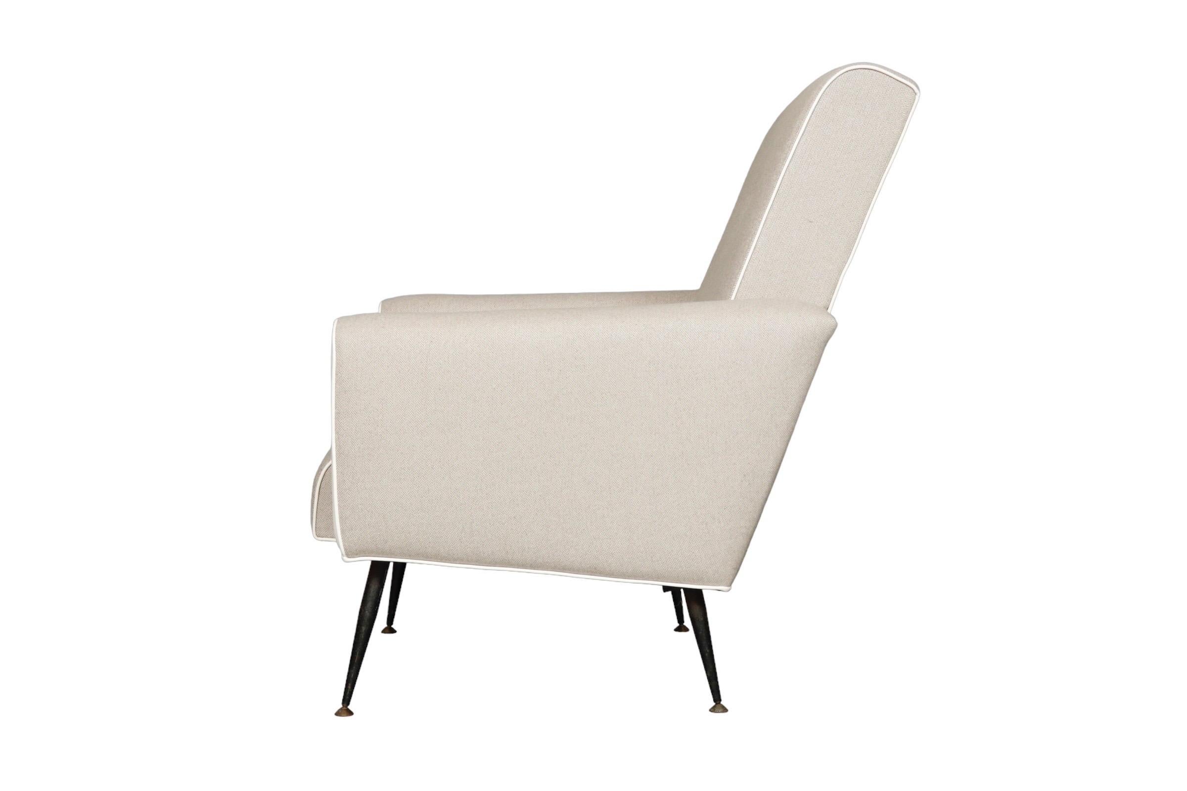 Mid-Century Modern Italian Mid Century Lounge Chair in Curated New Upholstery