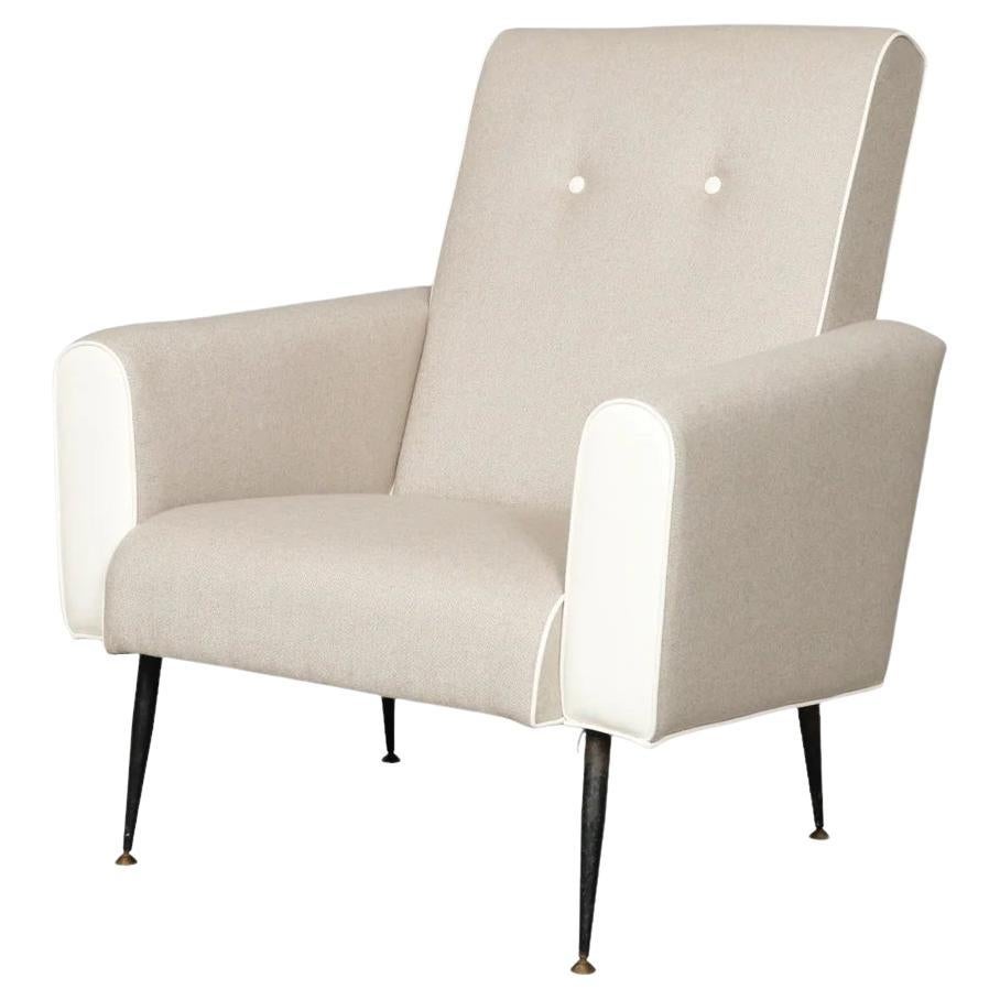 Italian Midcentury Lounge Chair in Curated New Upholstery