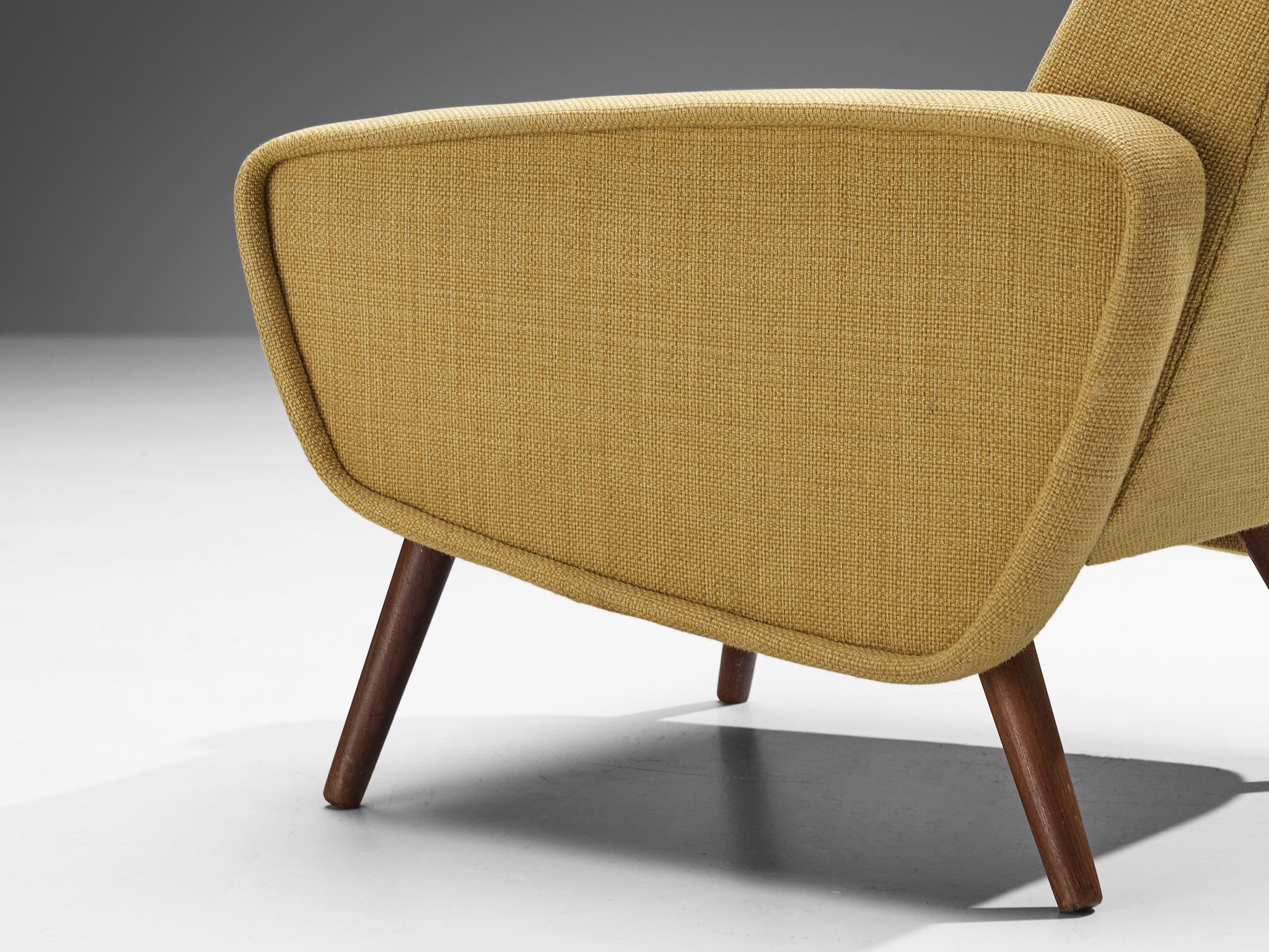 Mid-Century Modern Italian Midcentury Lounge Chair in Mustard Yellow Upholstery For Sale