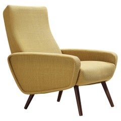Italian Mid-Century Lounge Chair in Mustard Yellow Upholstery 
